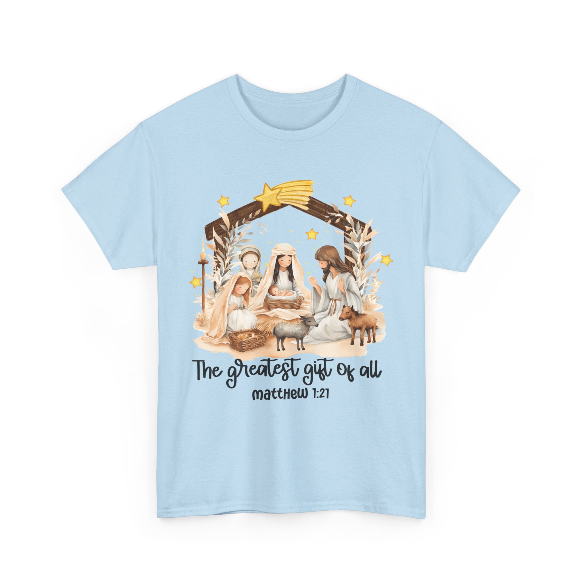 The Greatest Gift of All Heavy Cotton Tee - Christmas Nativity Design