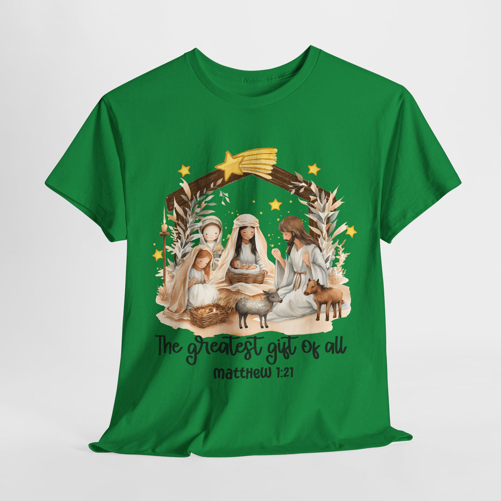 The Greatest Gift of All Heavy Cotton Tee - Christmas Nativity Design