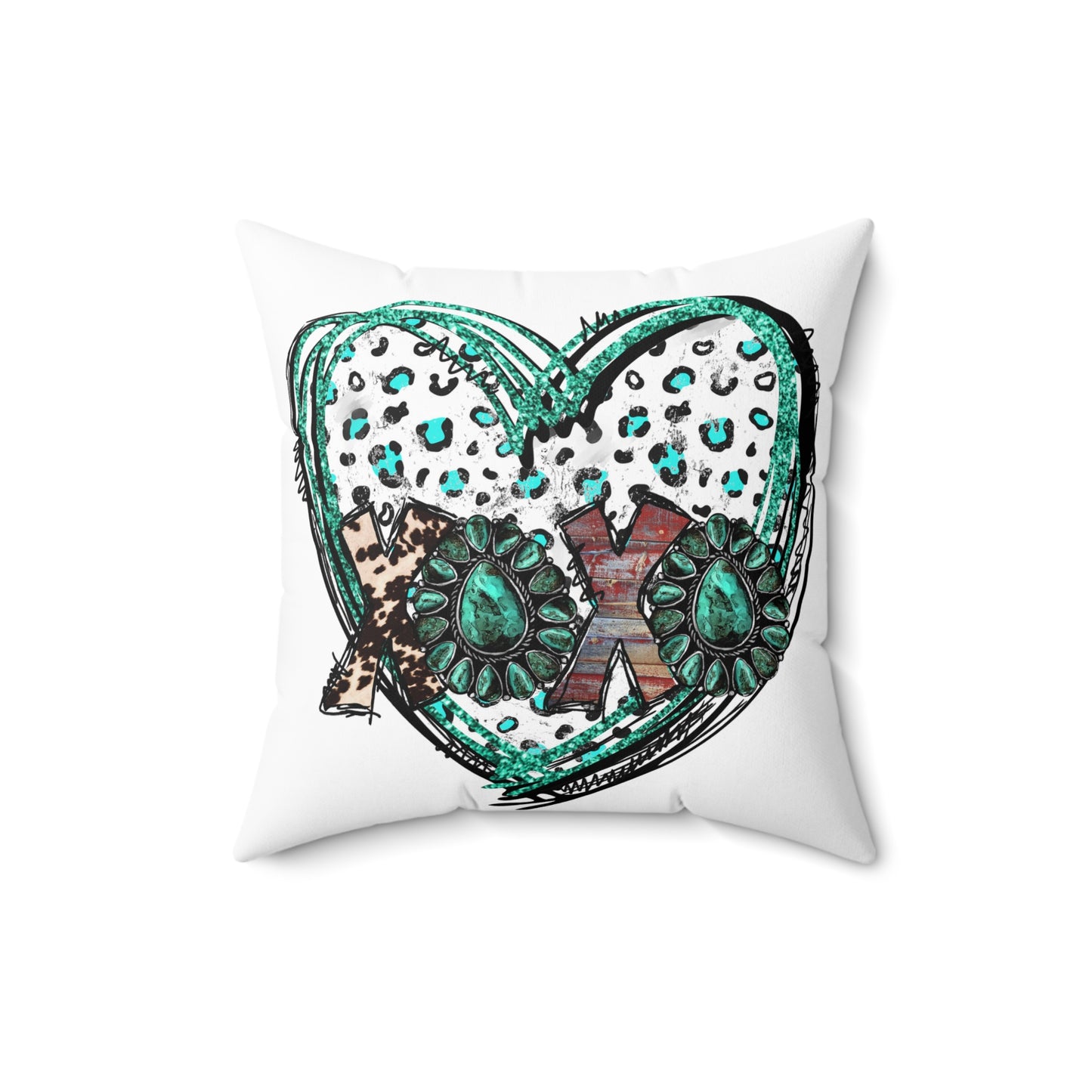 Teal Leopard XOXO Heart