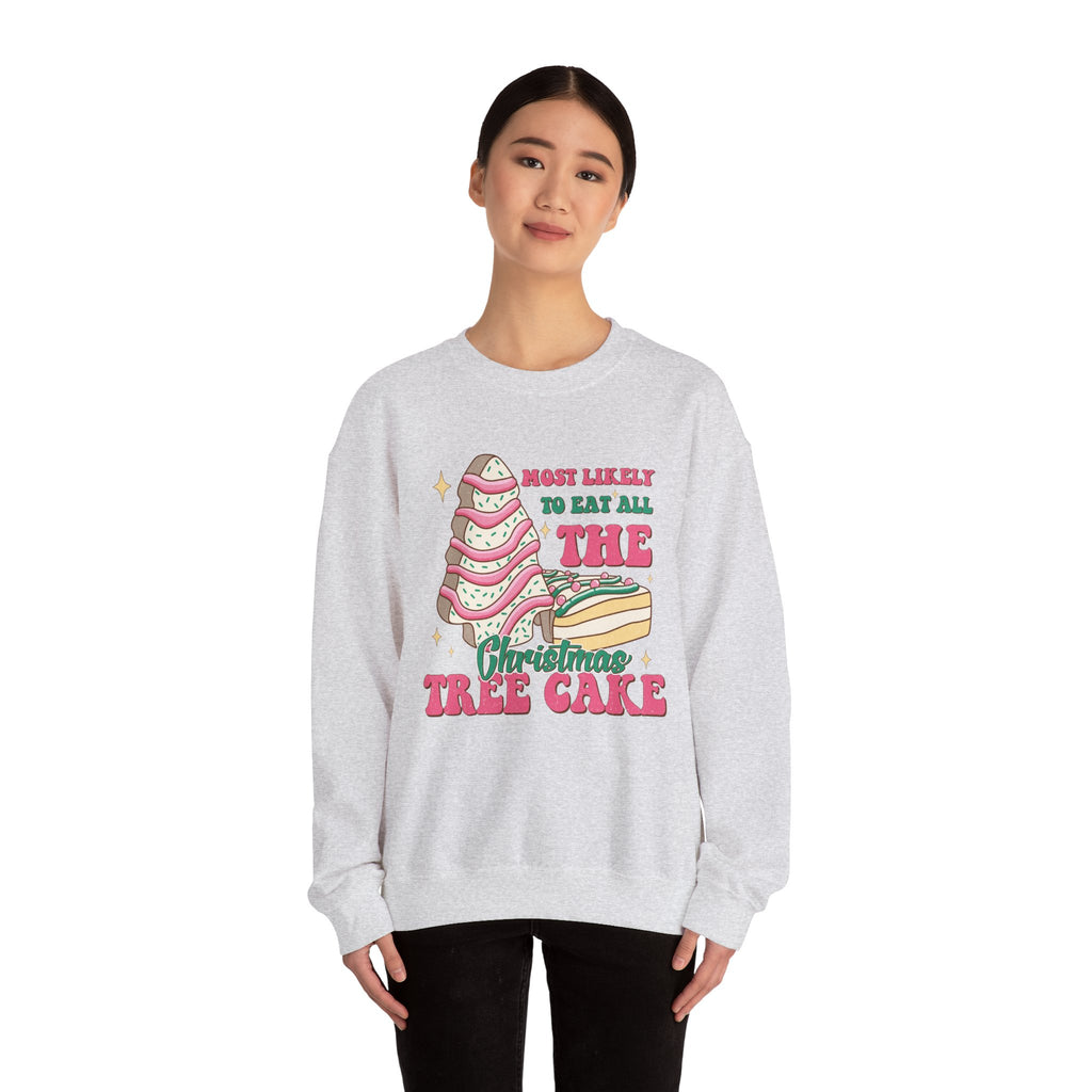 Heavy Blend™ Crewneck Sweatshirt - Most Likely to Eat All the Christmas Tree Cake