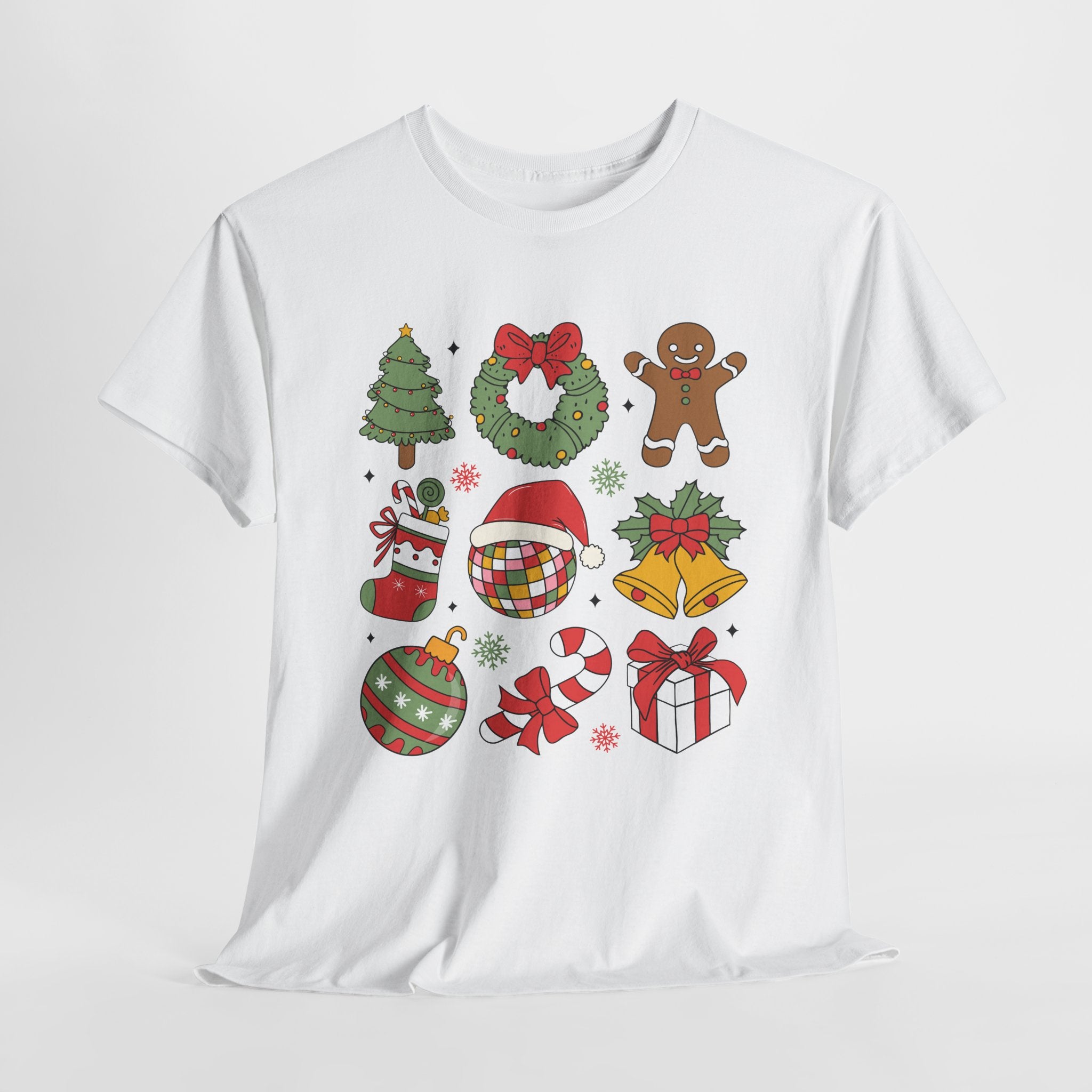 Festive Holiday Heavy Cotton Tee - Christmas Cheer Design