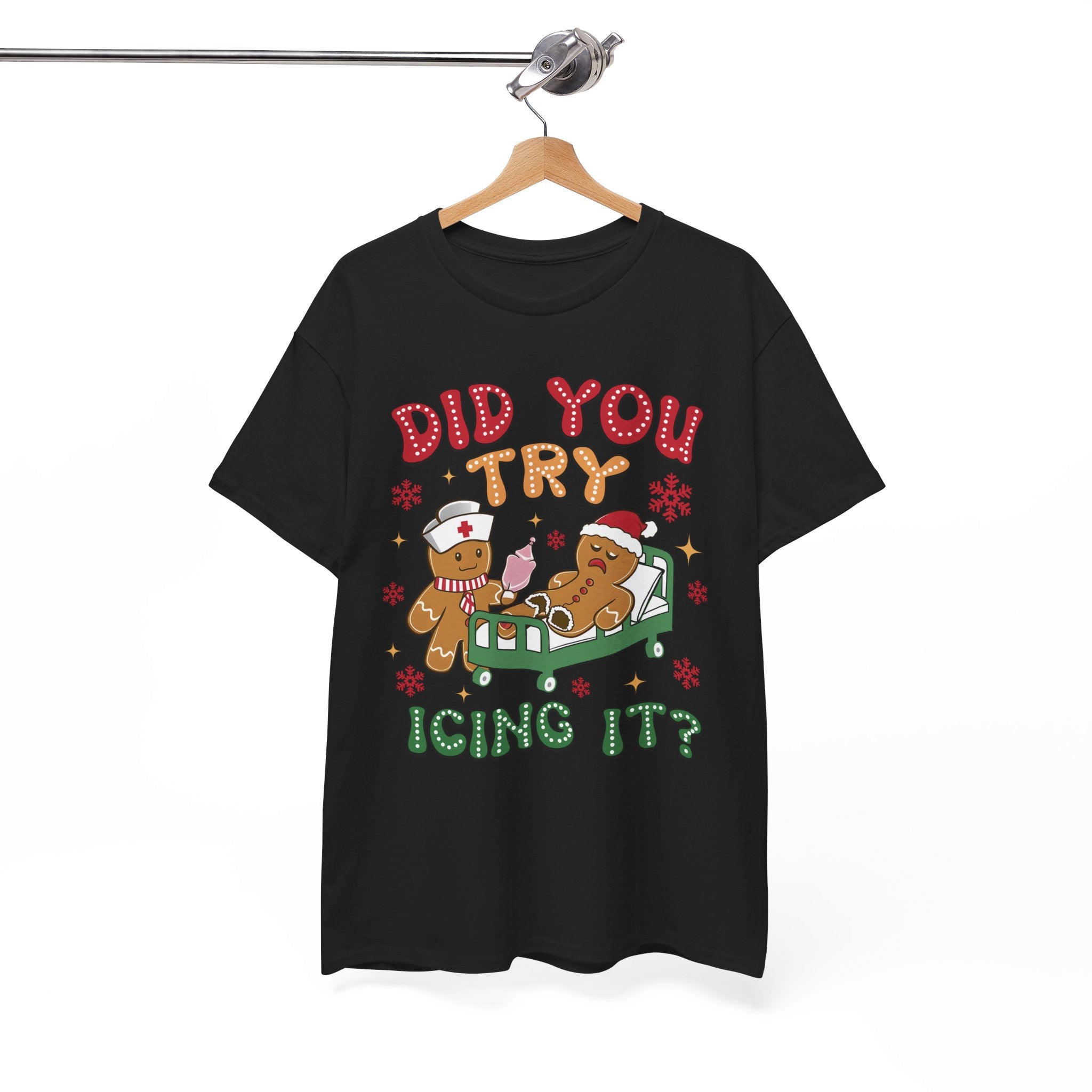 Playful Holiday Heavy Cotton Tee - 'Did You Try Icing It?'