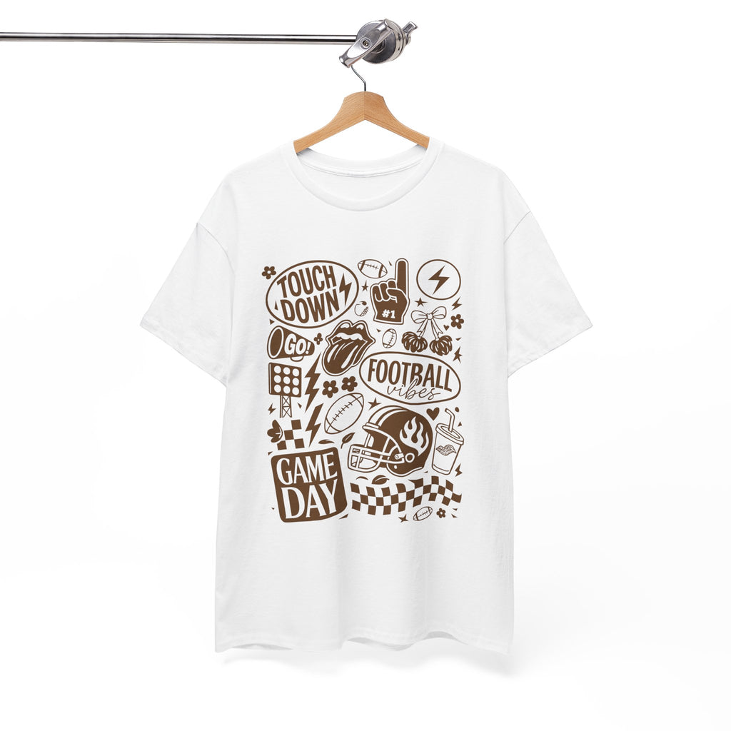 Football Game Day Heavy Cotton Tee with Touchdown Design