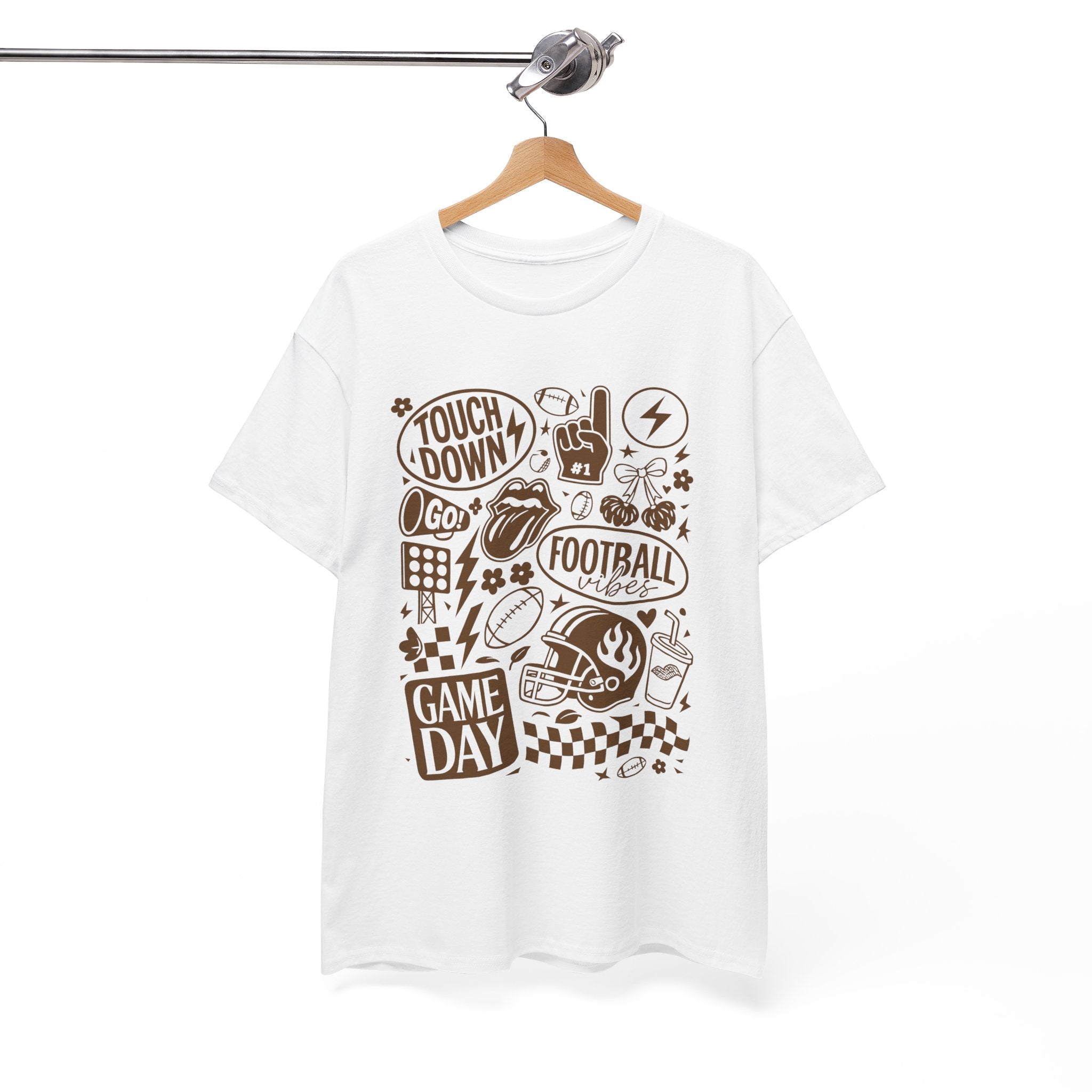 Football Game Day Heavy Cotton Tee with Touchdown Design