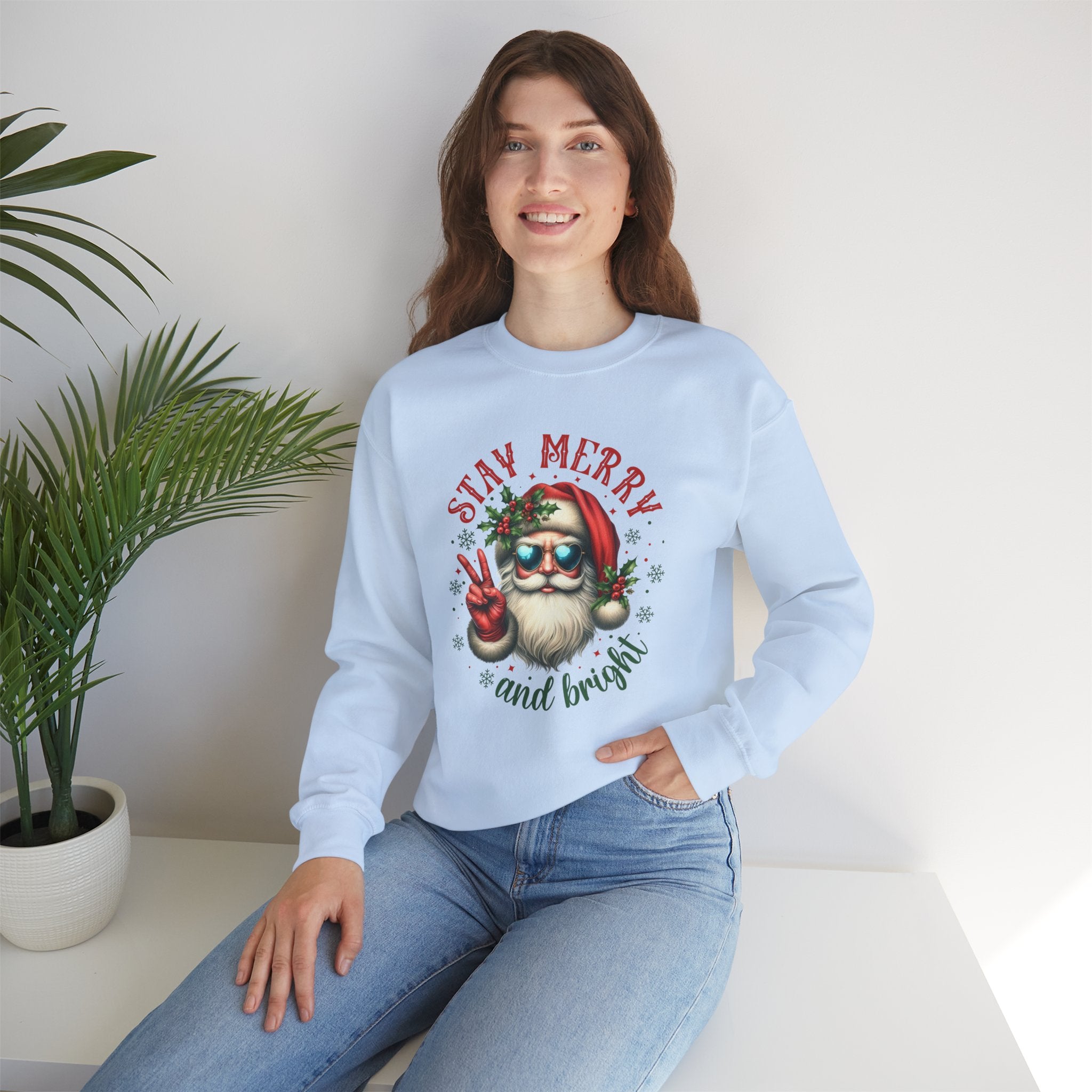 Stay Merry and Bright Crewneck Sweatshirt - Festive Holiday Apparel