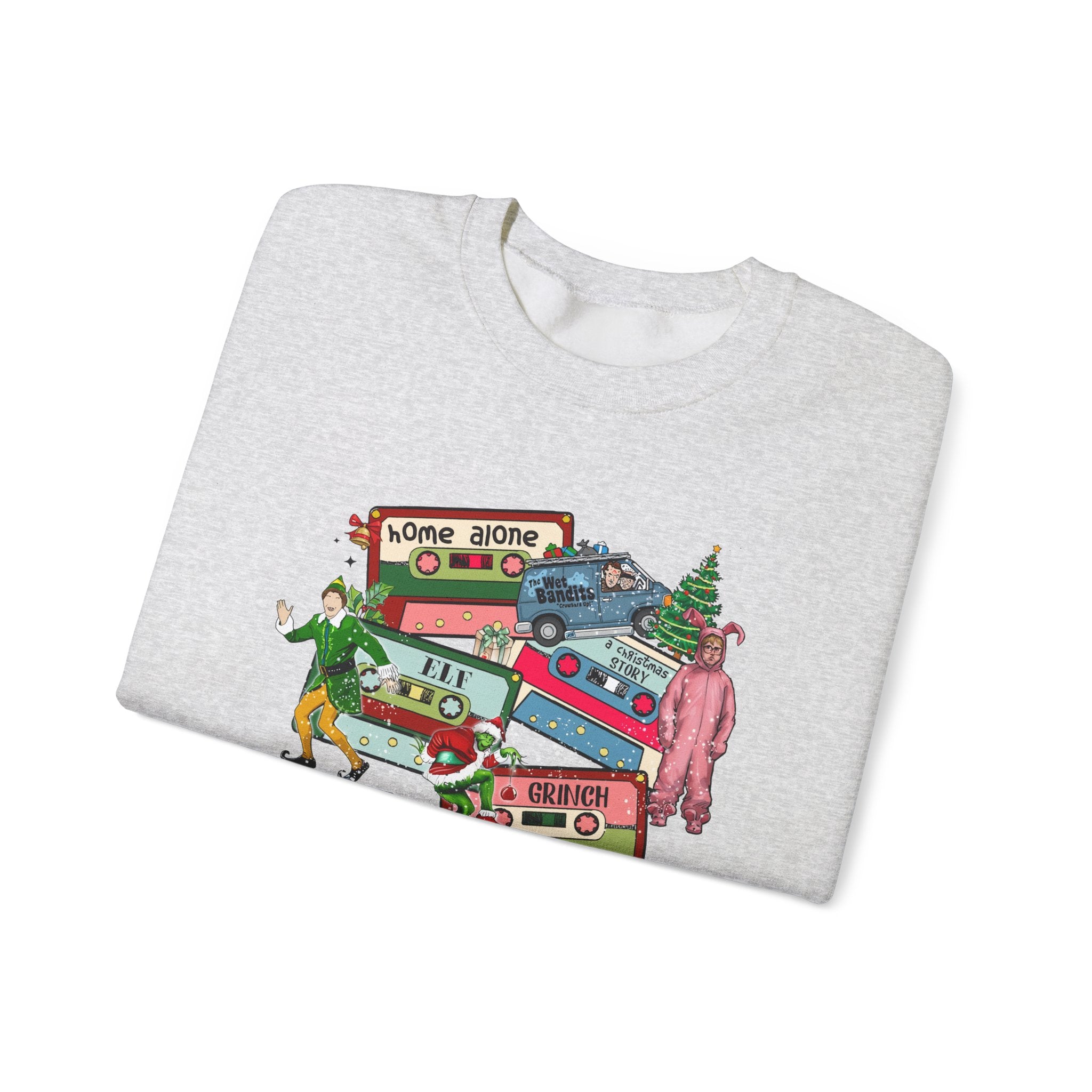 Retro Holiday Movie Crewneck Sweatshirt – Cozy & Festive Design