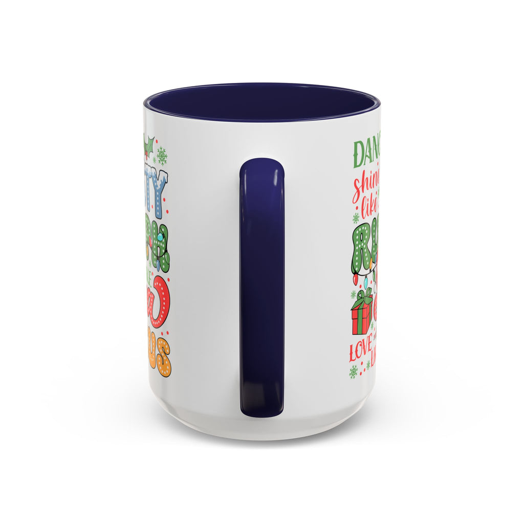 Festive Accent Coffee Mug - Holiday Cheer with Santa & Friends Design