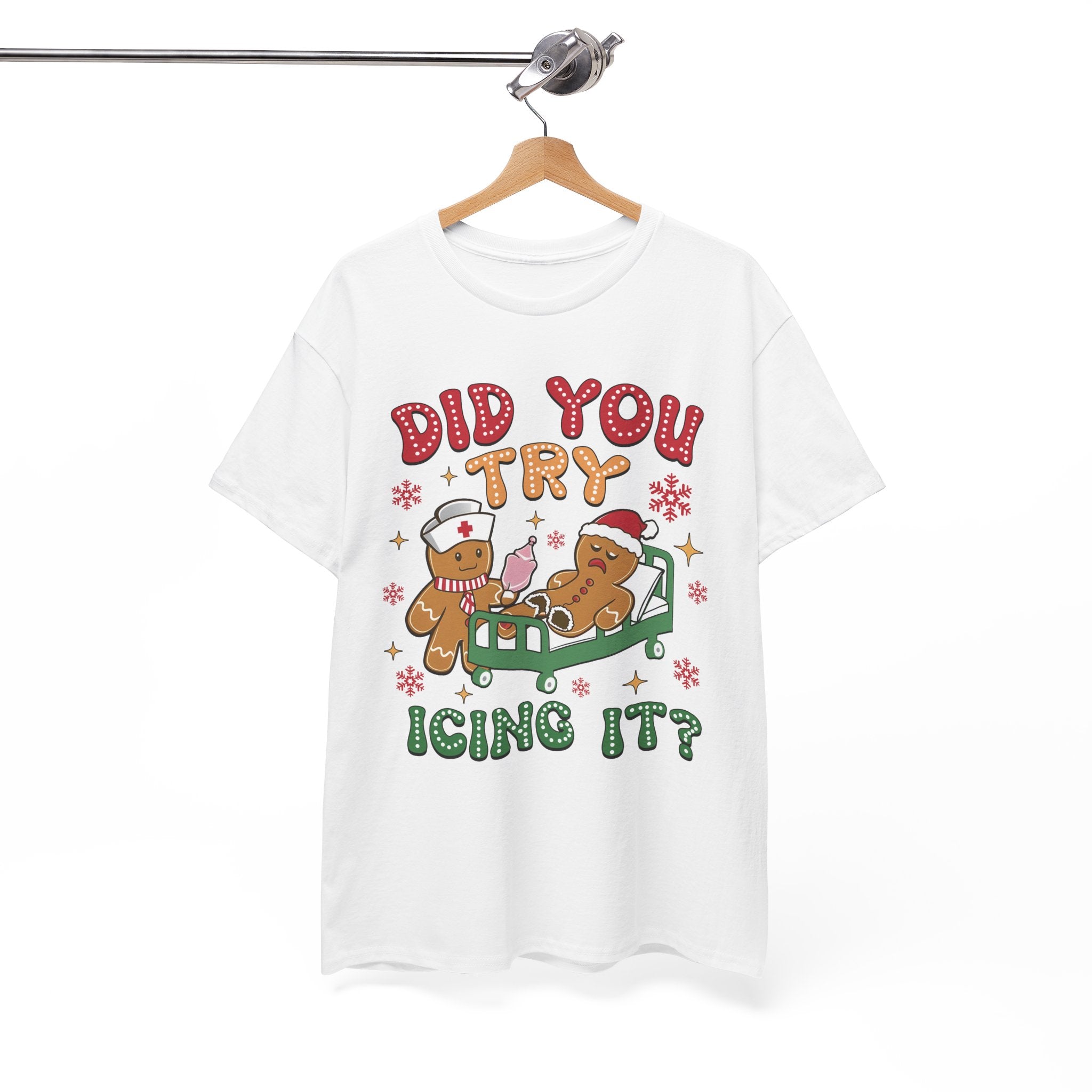 Playful Holiday Heavy Cotton Tee - 'Did You Try Icing It?'