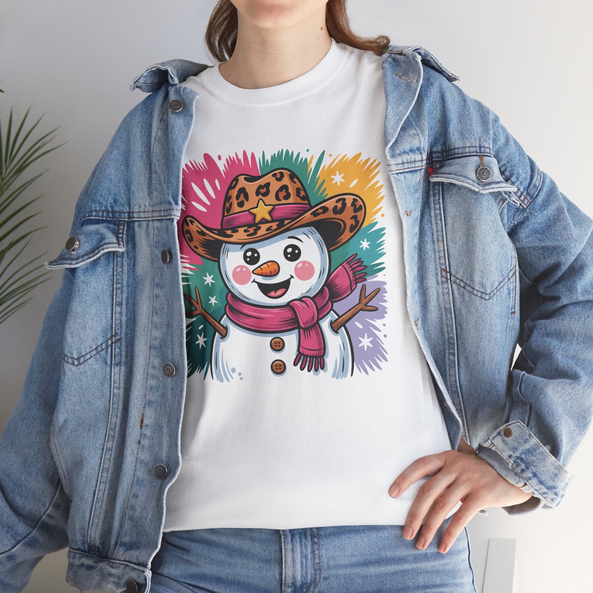 Cute Western Snowman Holiday Tee