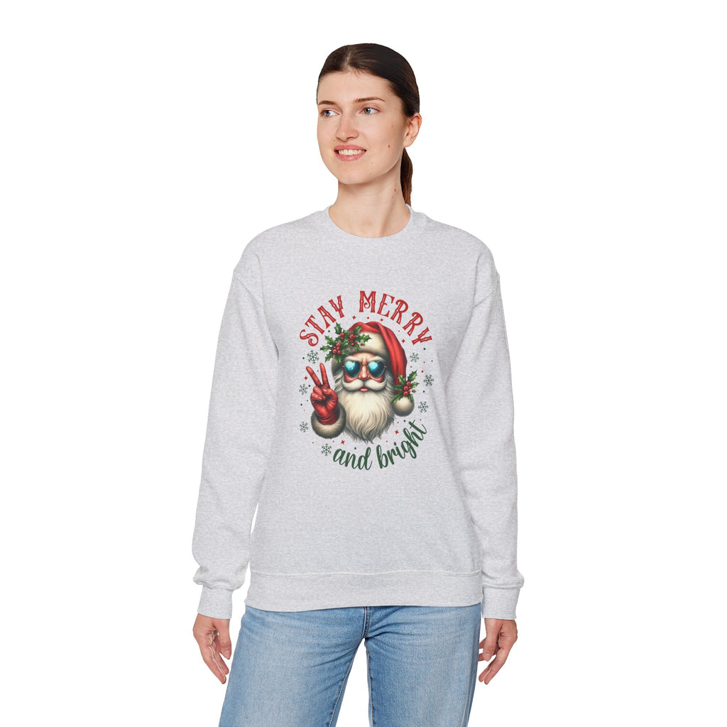 Stay Merry and Bright Crewneck Sweatshirt - Festive Holiday Apparel