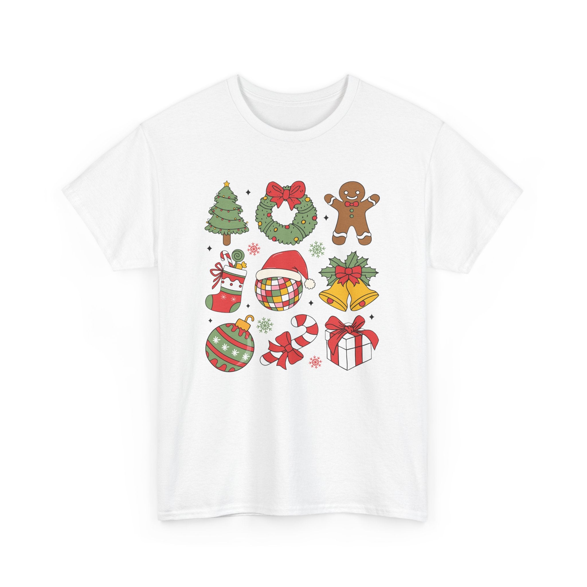 Festive Holiday Heavy Cotton Tee - Christmas Cheer Design