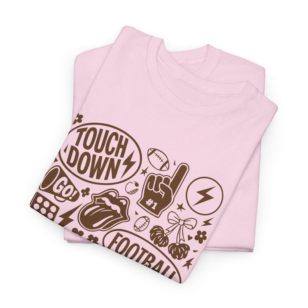 Football Game Day Heavy Cotton Tee with Touchdown Design