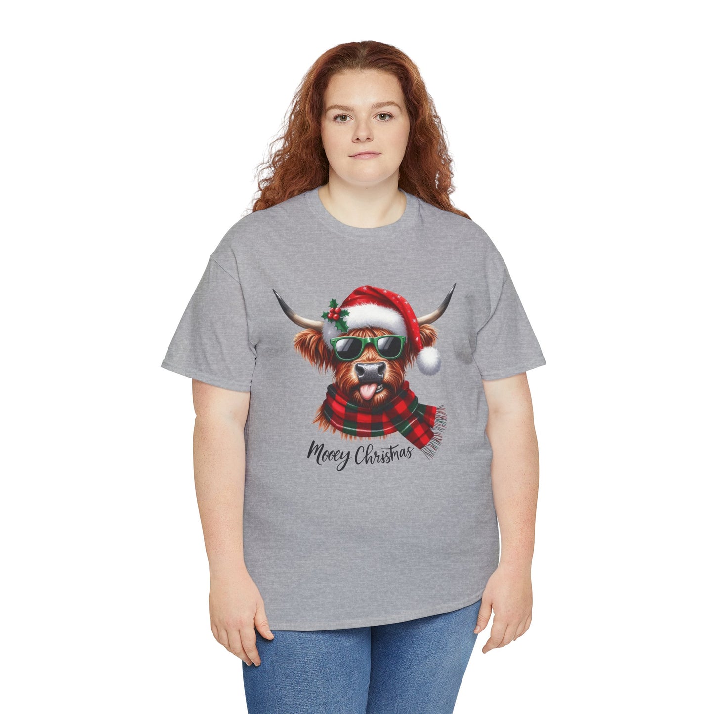 Merry Christmas Highland Cow Tee - Heavy Cotton Shirt