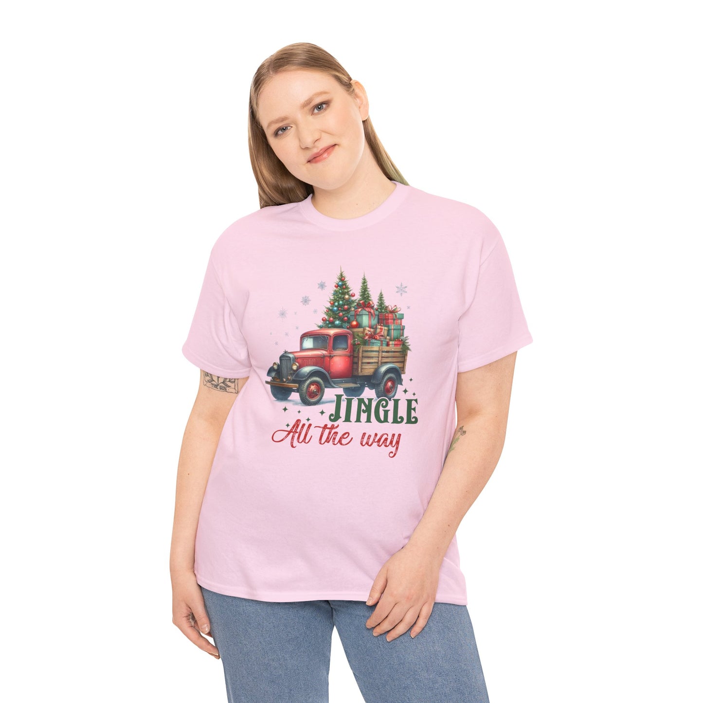 Jingle All the Way Holiday Tee - Heavy Cotton Shirt for Christmas Celebrations