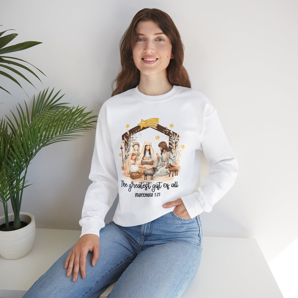 Christmas Nativity Crewneck Sweatshirt - "The Greatest Gift of All"