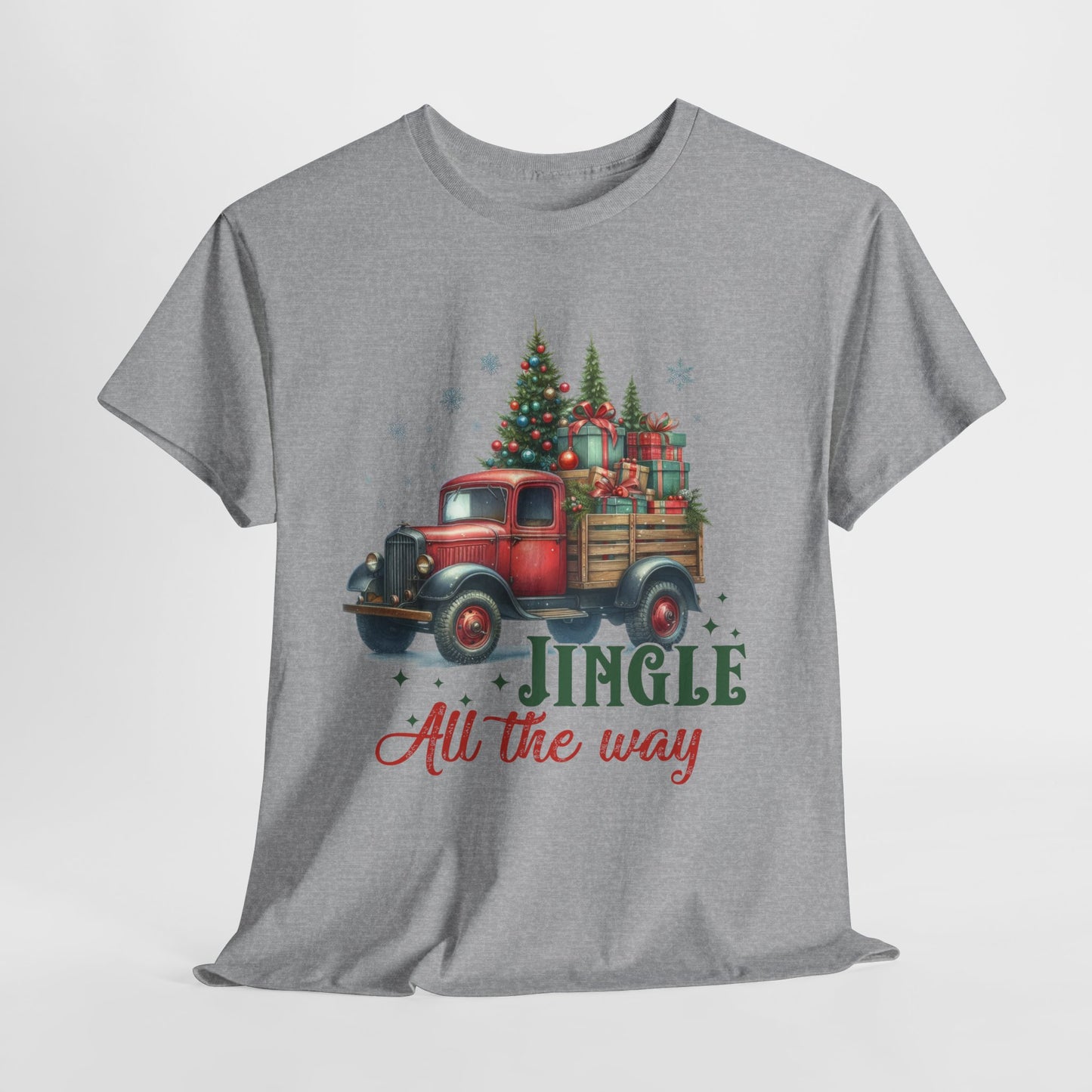 Jingle All the Way Holiday Tee - Heavy Cotton Shirt for Christmas Celebrations