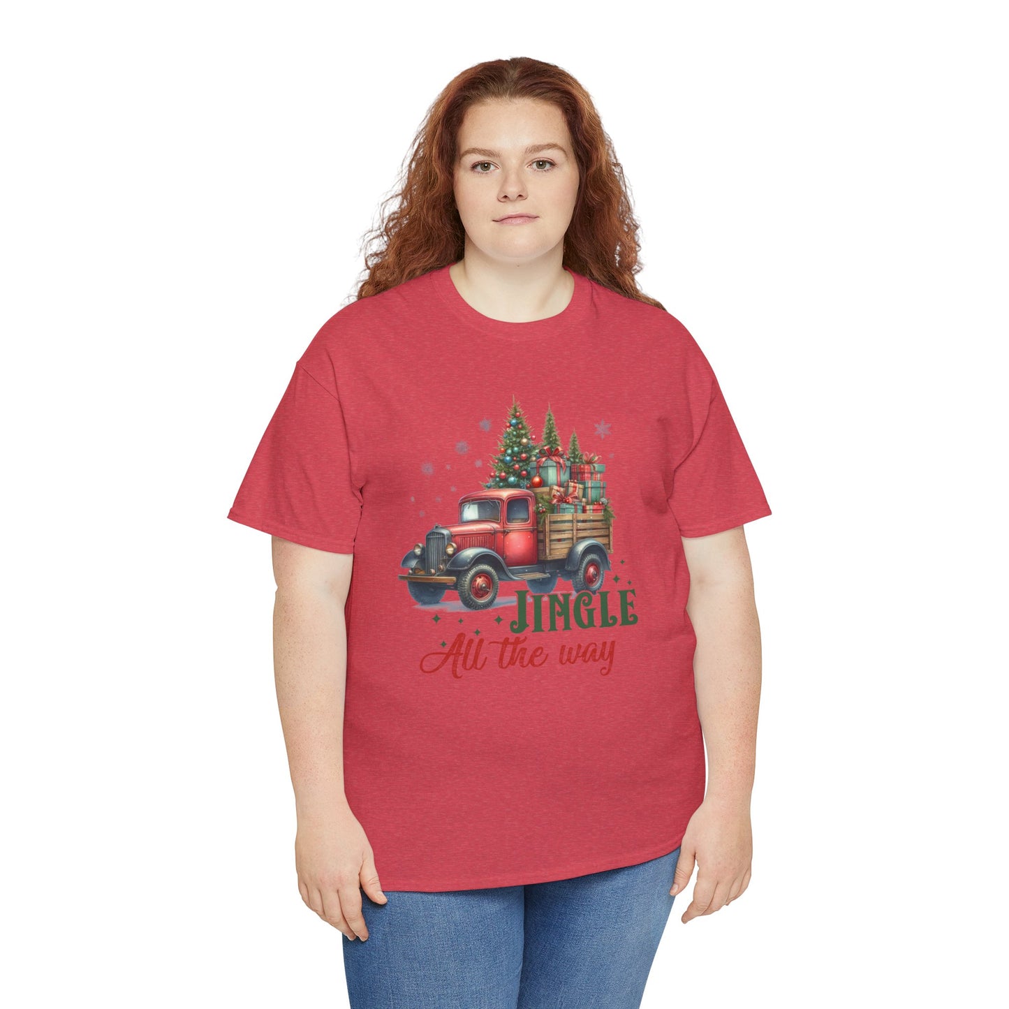 Jingle All the Way Holiday Tee - Heavy Cotton Shirt for Christmas Celebrations
