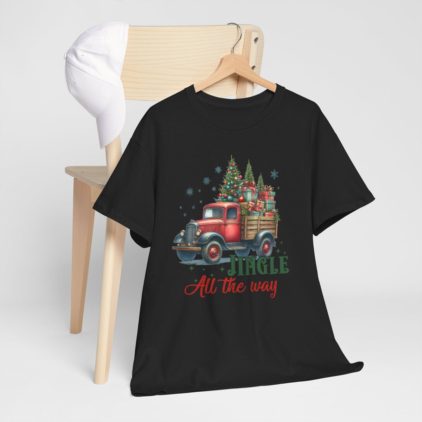 Jingle All the Way Holiday Tee - Heavy Cotton Shirt for Christmas Celebrations