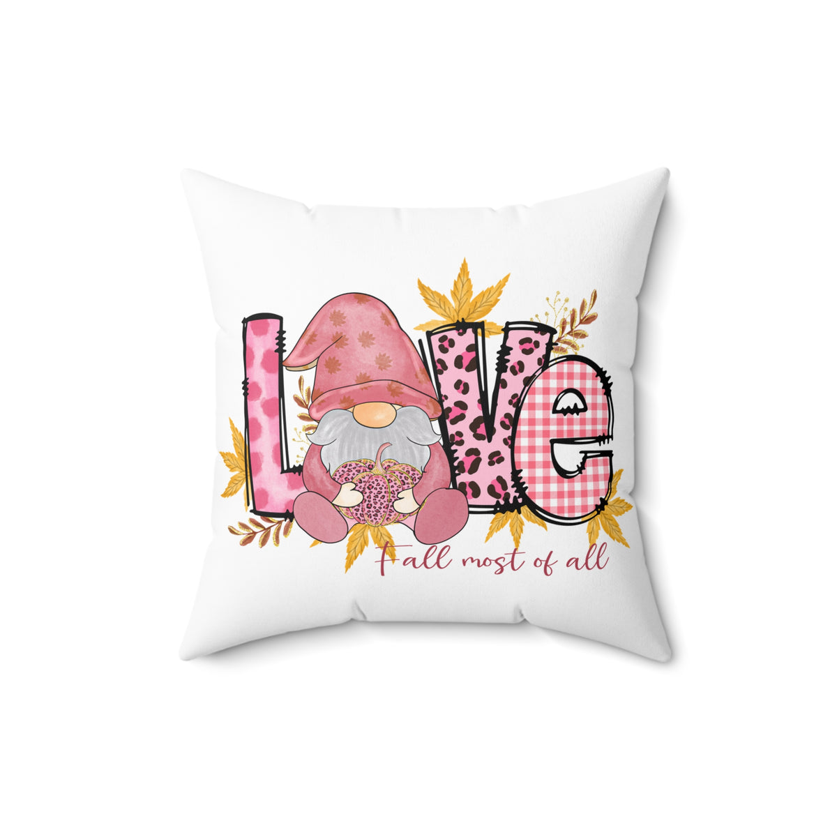 Fall Gnome 'Love' Decorative Pillow - Autumn Accent Throw Cushion