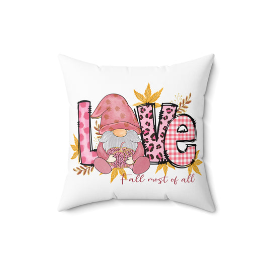 Fall Gnome 'Love' Decorative Pillow - Autumn Accent Throw Cushion
