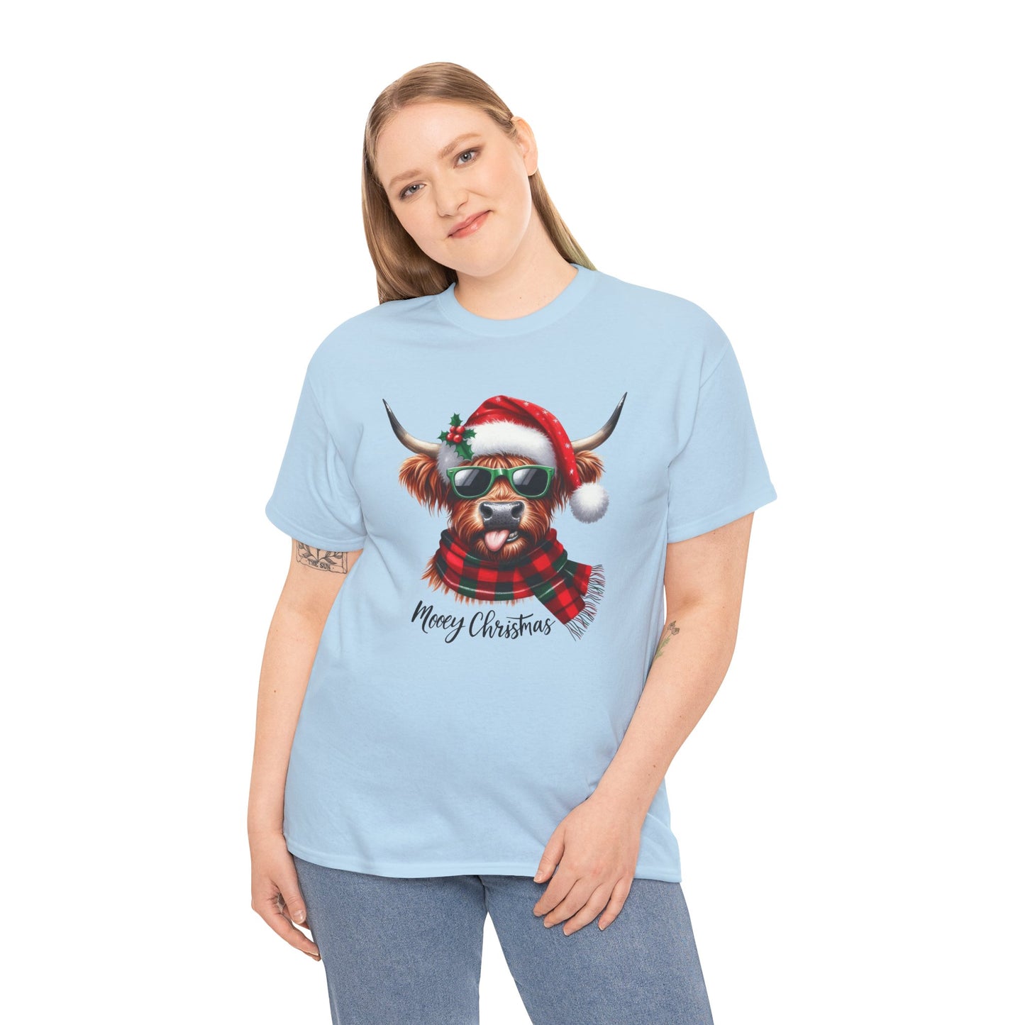Merry Christmas Highland Cow Tee - Heavy Cotton Shirt