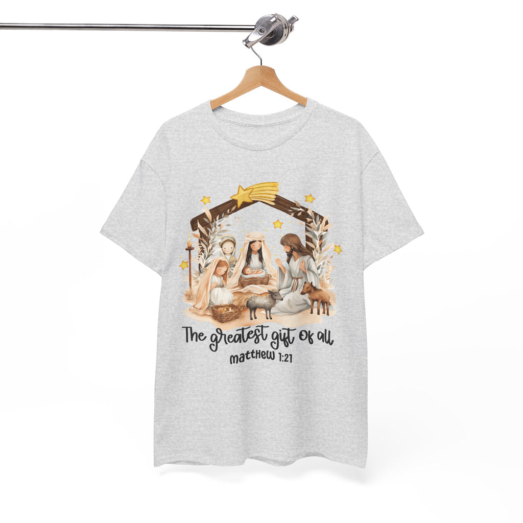 The Greatest Gift of All Heavy Cotton Tee - Christmas Nativity Design