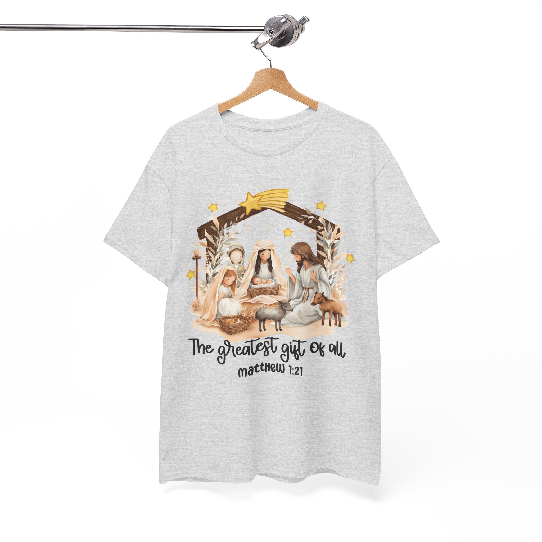 The Greatest Gift of All Heavy Cotton Tee - Christmas Nativity Design