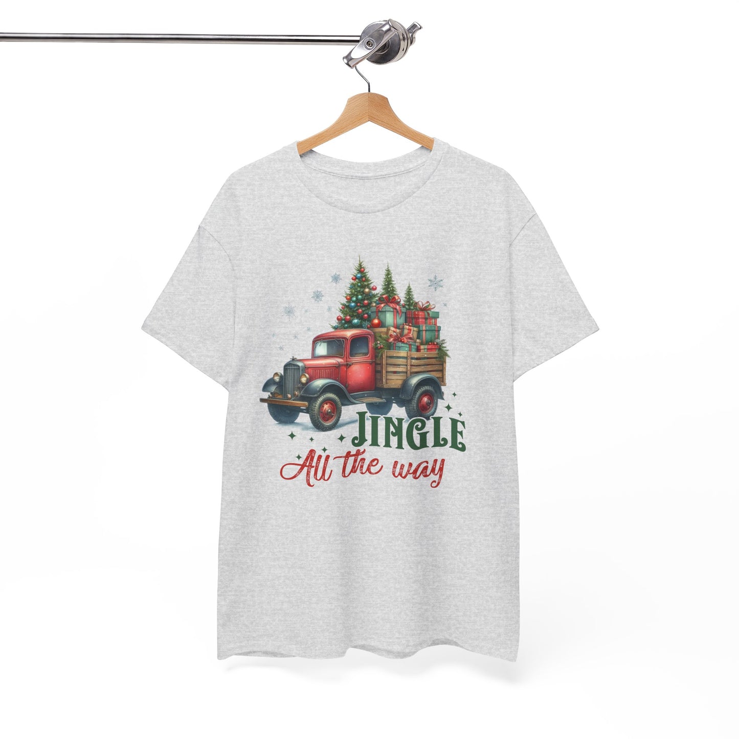 Jingle All the Way Holiday Tee - Heavy Cotton Shirt for Christmas Celebrations