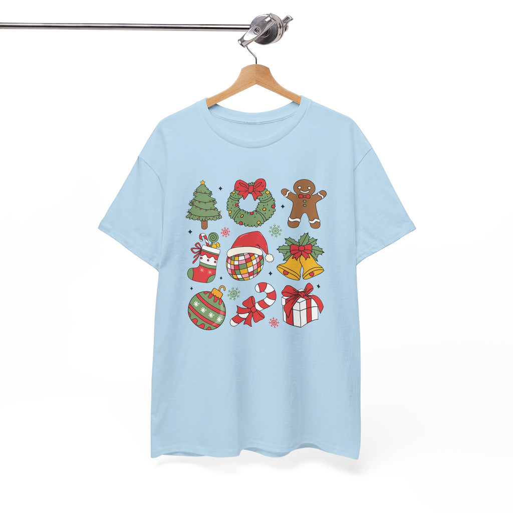 Festive Holiday Heavy Cotton Tee - Christmas Cheer Design