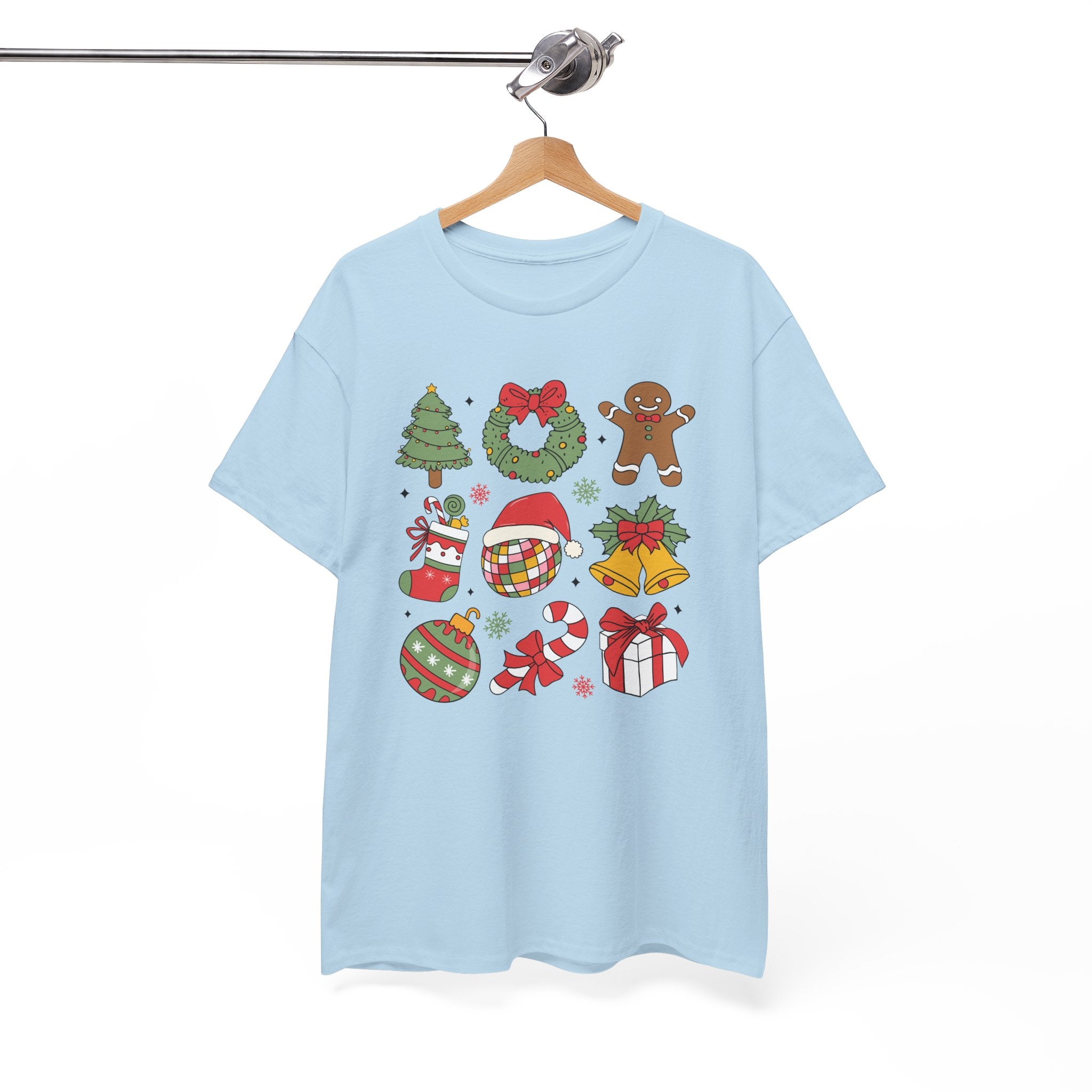 Festive Holiday Heavy Cotton Tee - Christmas Cheer Design