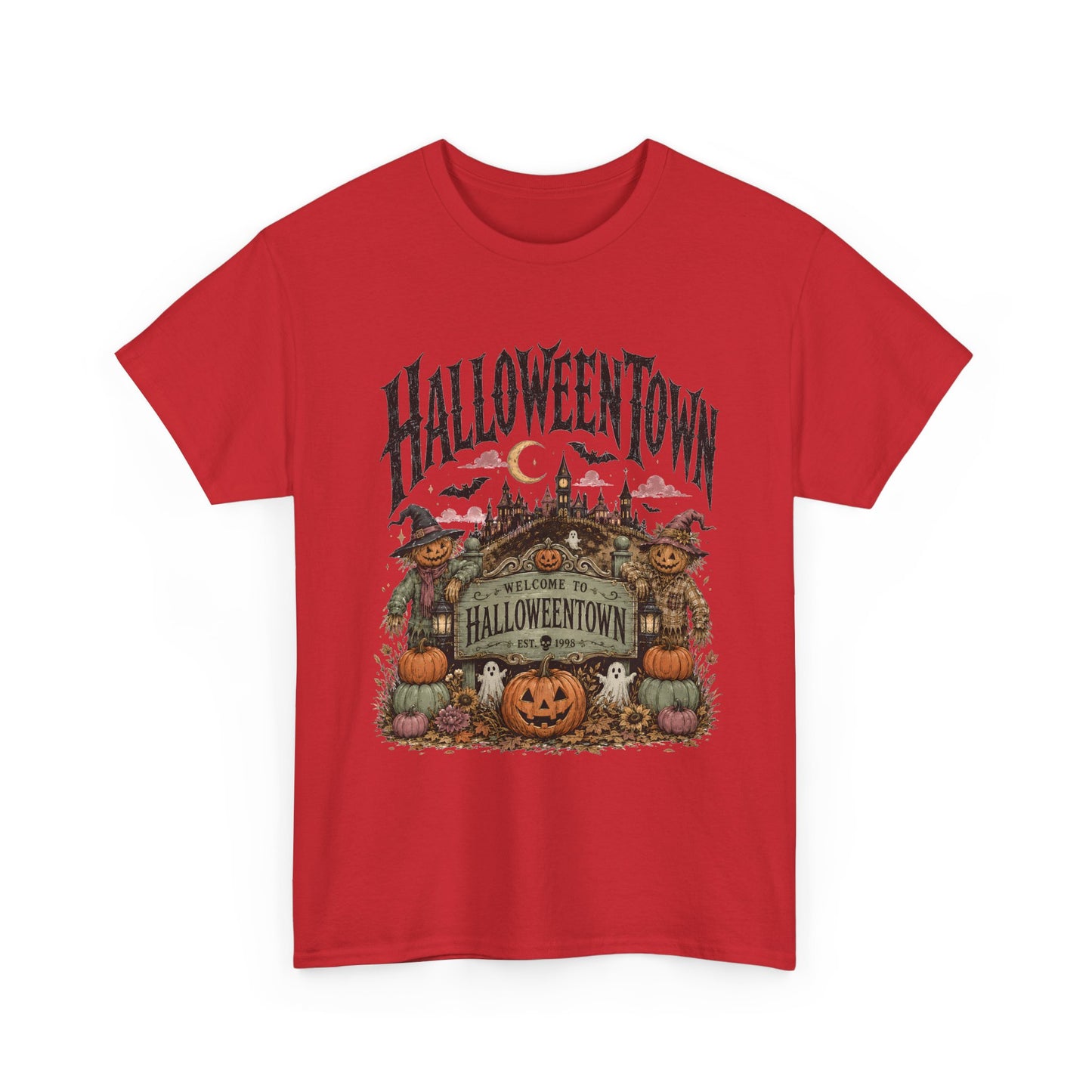 Vintage Halloween Pumpkin & Haunted Village T-Shirt