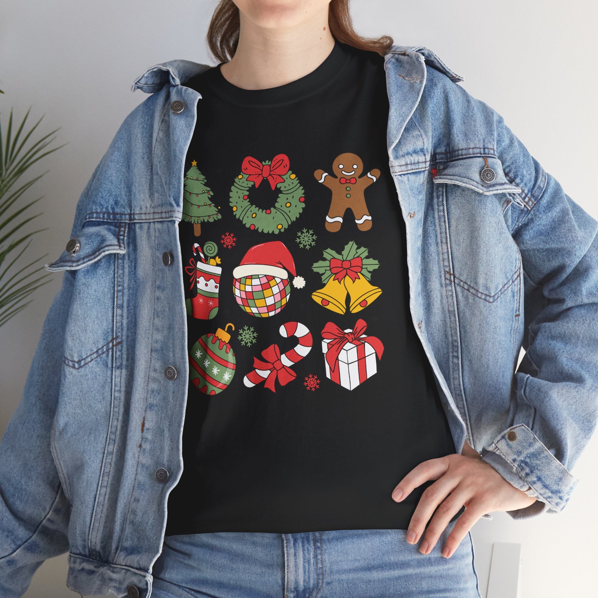 Festive Holiday Heavy Cotton Tee - Christmas Cheer Design