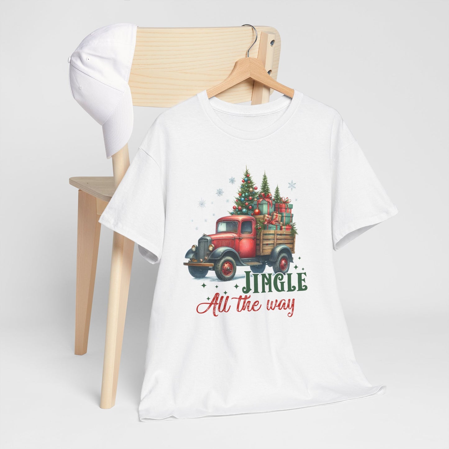 Jingle All the Way Holiday Tee - Heavy Cotton Shirt for Christmas Celebrations