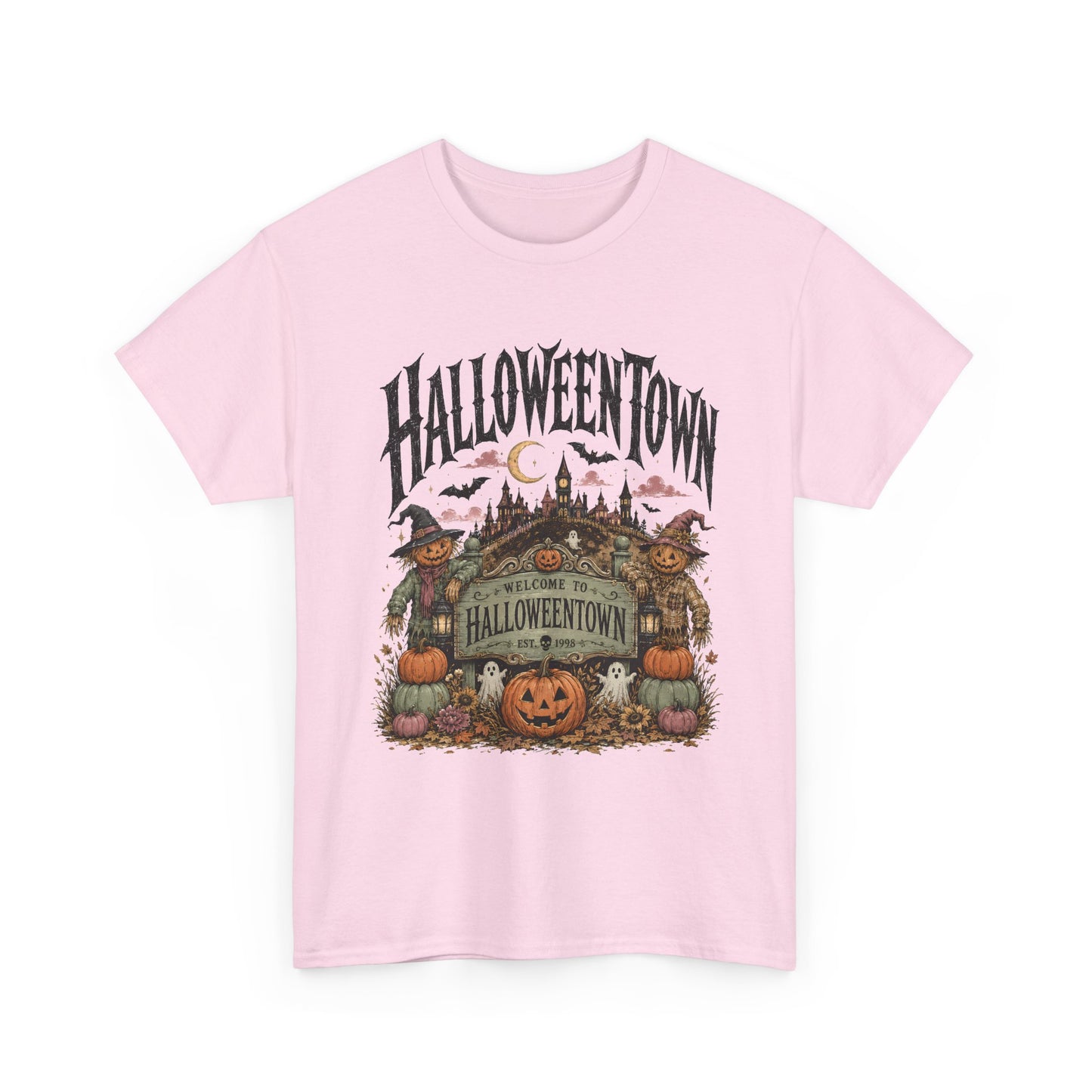 Vintage Halloween Pumpkin & Haunted Village T-Shirt