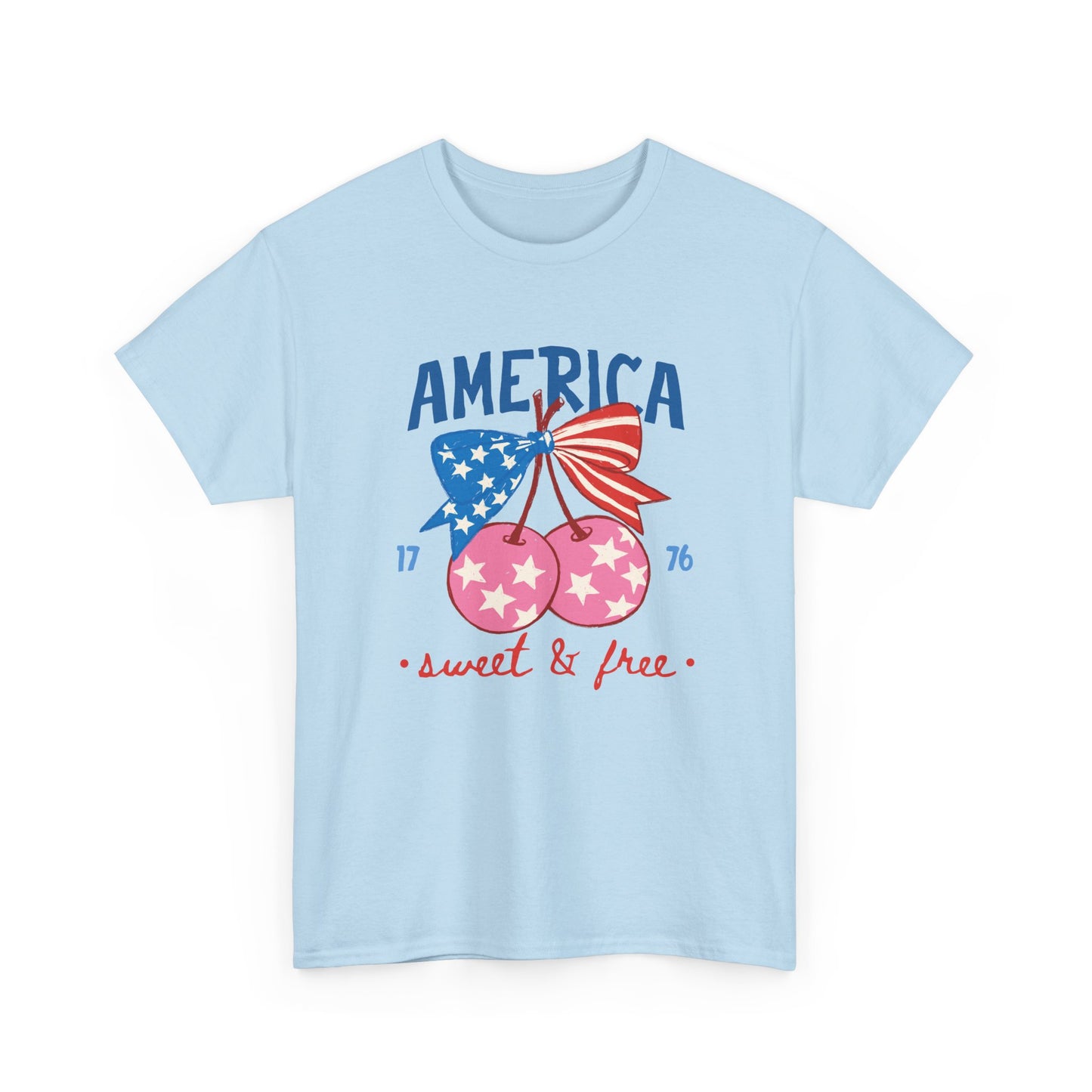 "America Sweet & Free" Patriotic Cherry Tee (1776)