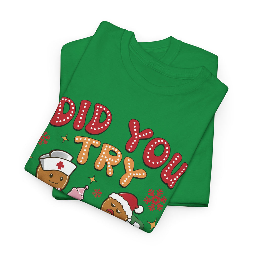 Playful Holiday Heavy Cotton Tee - 'Did You Try Icing It?'