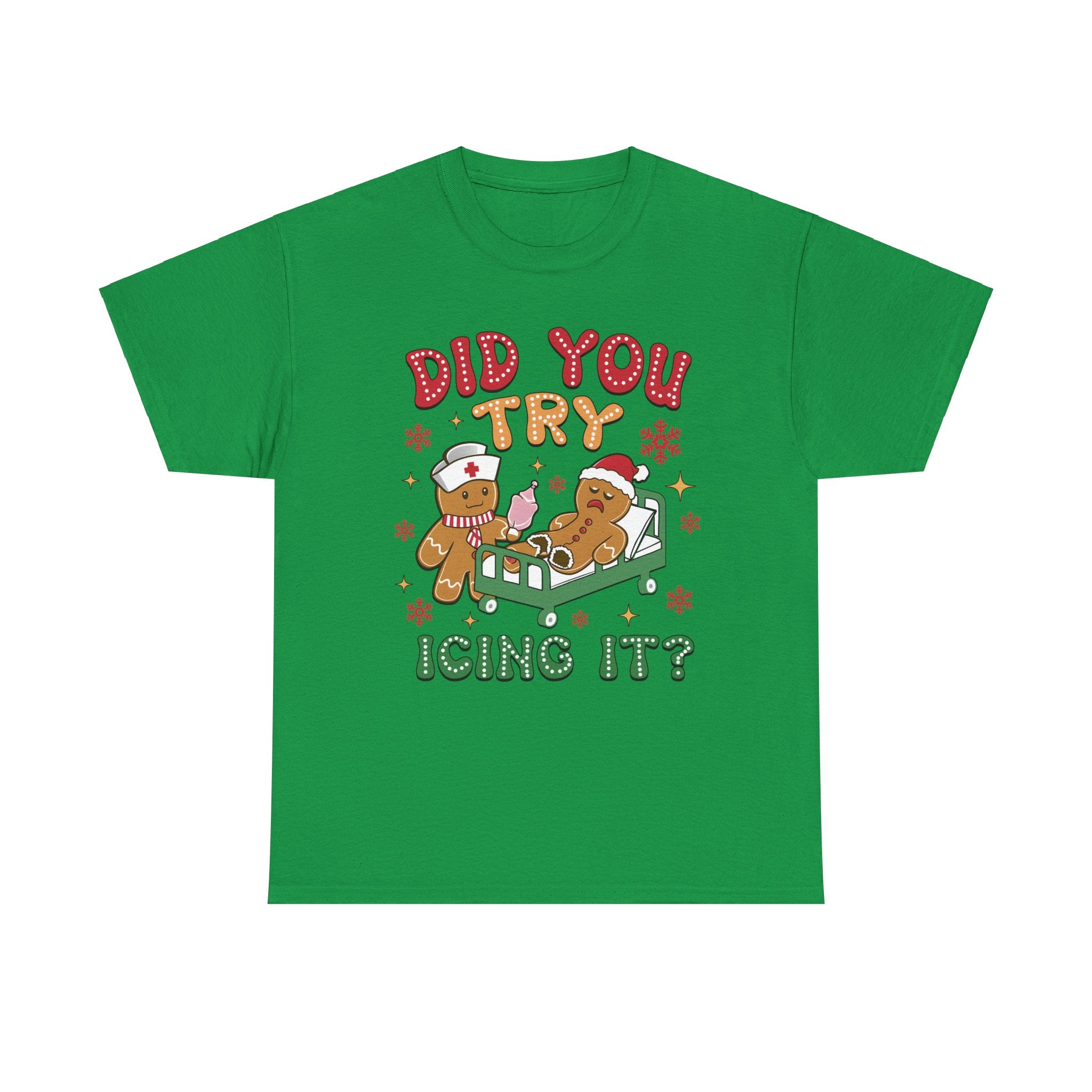 Playful Holiday Heavy Cotton Tee - 'Did You Try Icing It?'