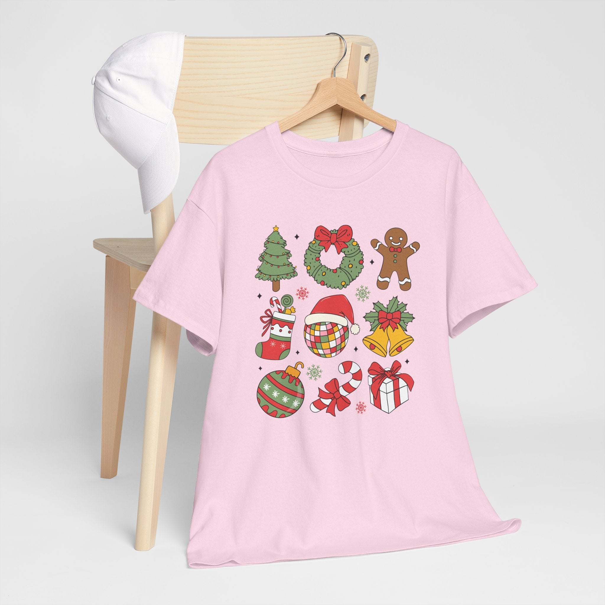 Festive Holiday Heavy Cotton Tee - Christmas Cheer Design