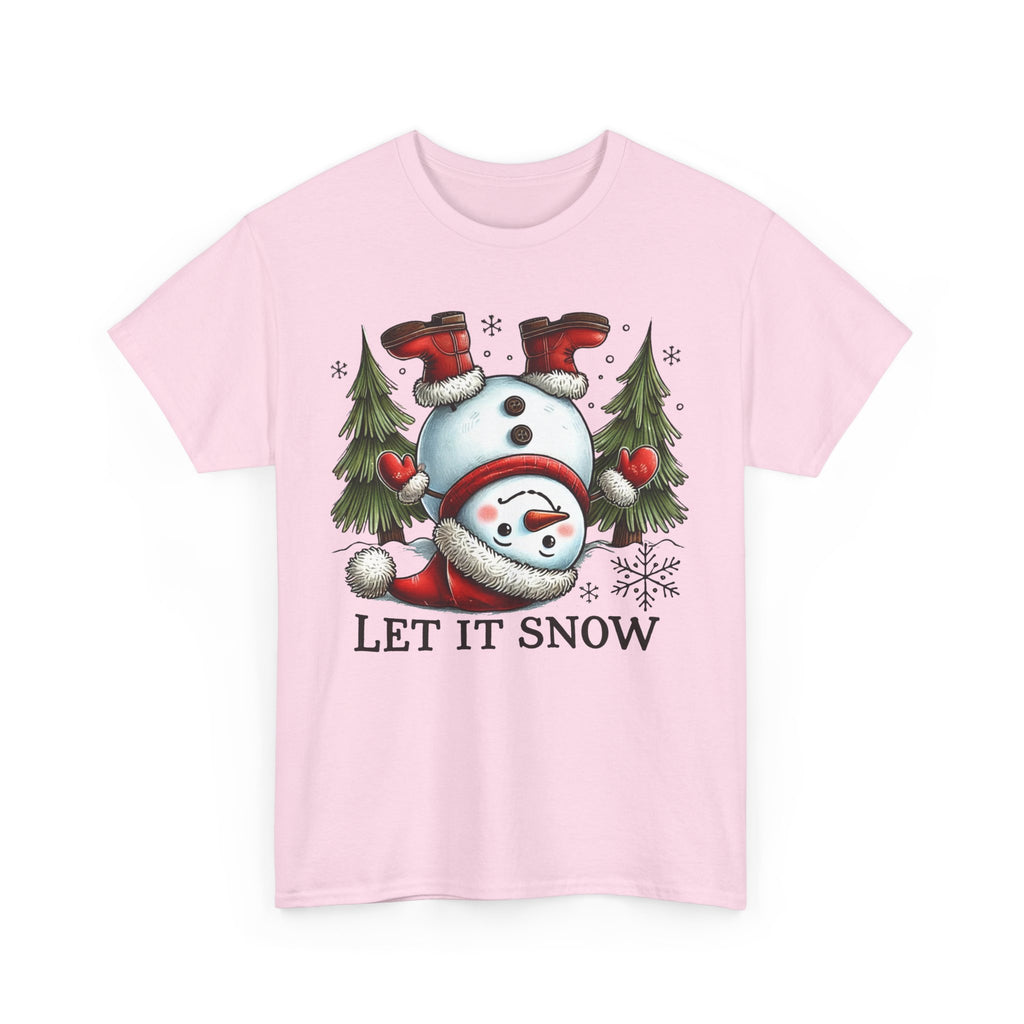Let It Snow Heavy Cotton Tee - Festive Winter Apparel