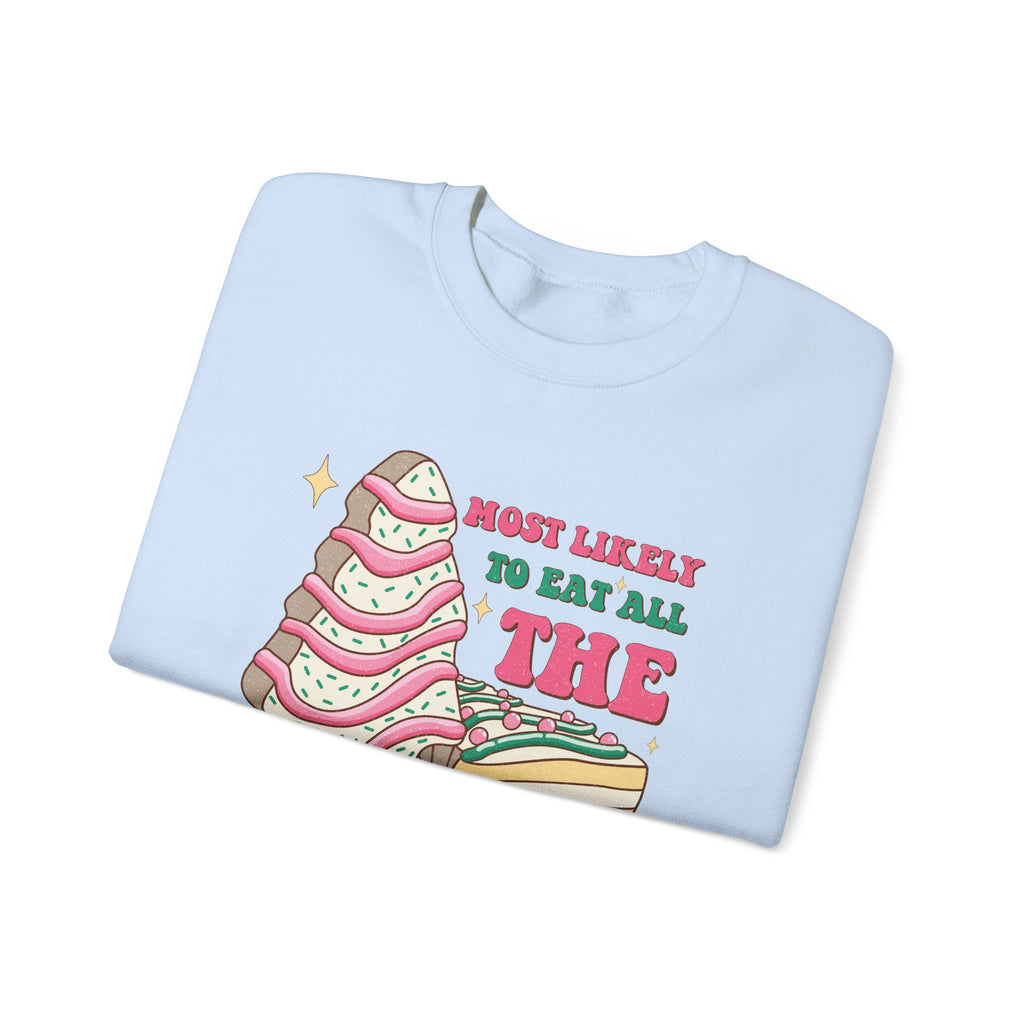 Heavy Blend™ Crewneck Sweatshirt - Most Likely to Eat All the Christmas Tree Cake