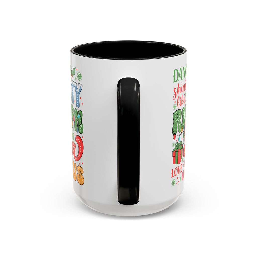 Festive Accent Coffee Mug - Holiday Cheer with Santa & Friends Design