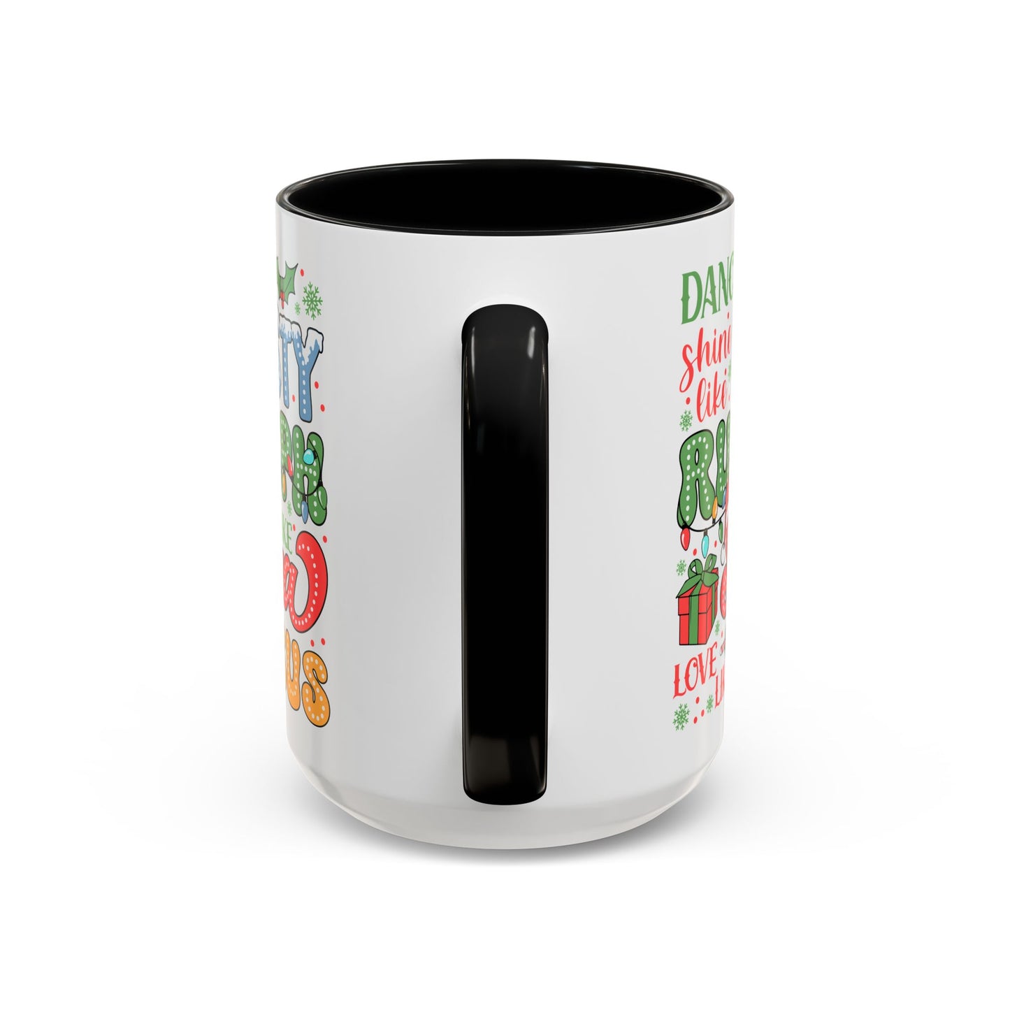 Festive Accent Coffee Mug - Holiday Cheer with Santa & Friends Design