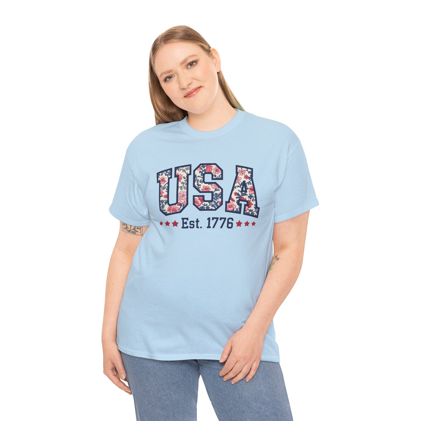 Patriotic USA Floral- Tee