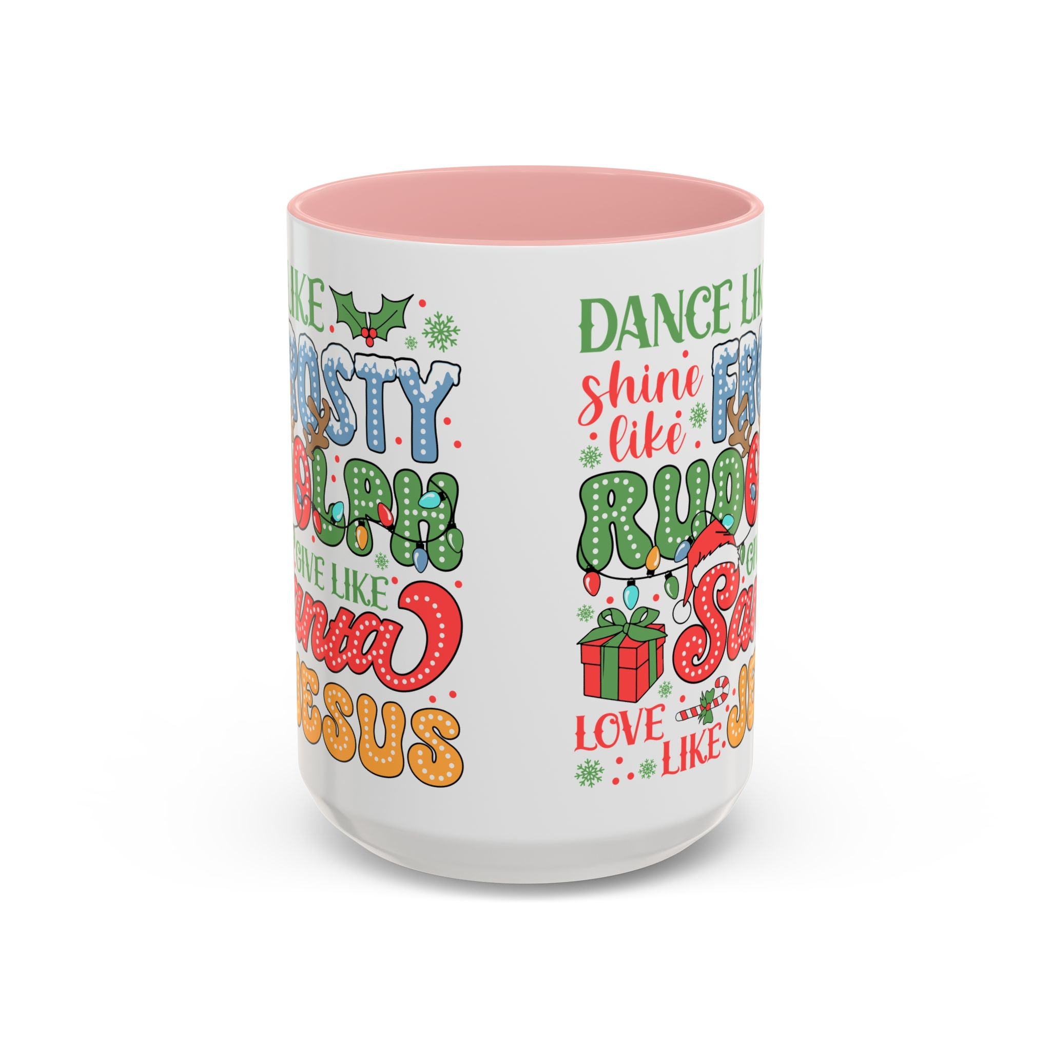 Festive Accent Coffee Mug - Holiday Cheer with Santa & Friends Design