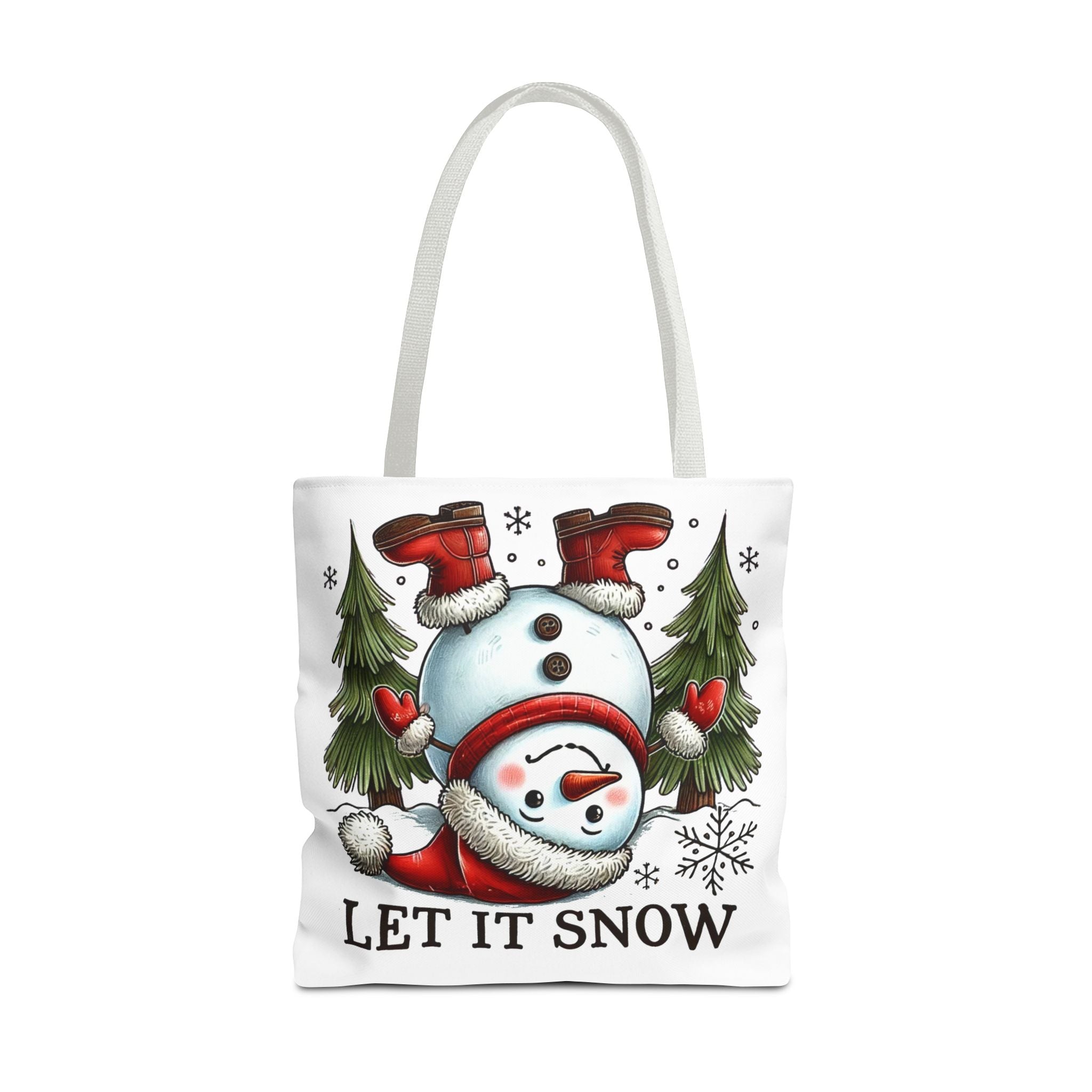 Festive Snowman Tote Bag - "Let It Snow" Christmas Shopping Bag