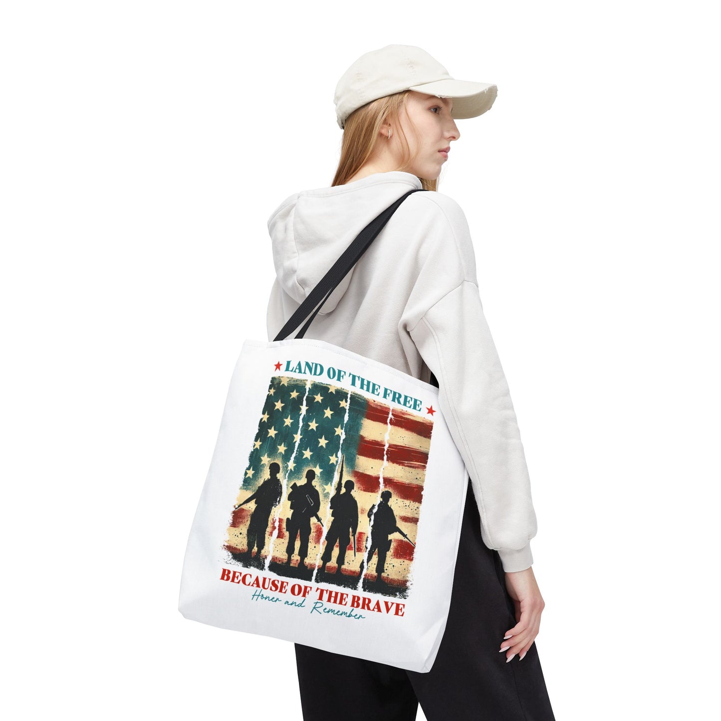 Patriotic Tote Bag - Land of the Free, Because of the Brave