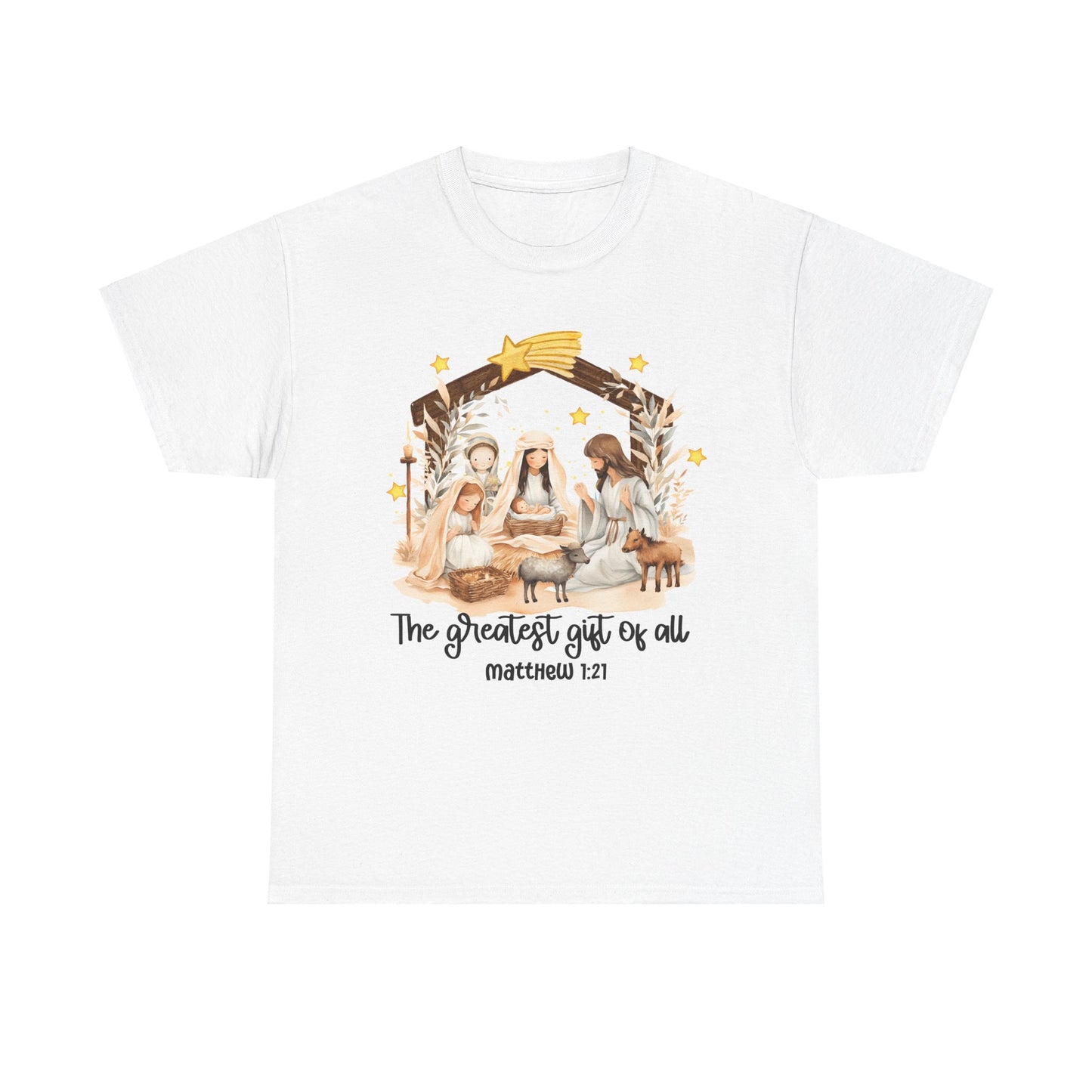 The Greatest Gift of All Heavy Cotton Tee - Christmas Nativity Design