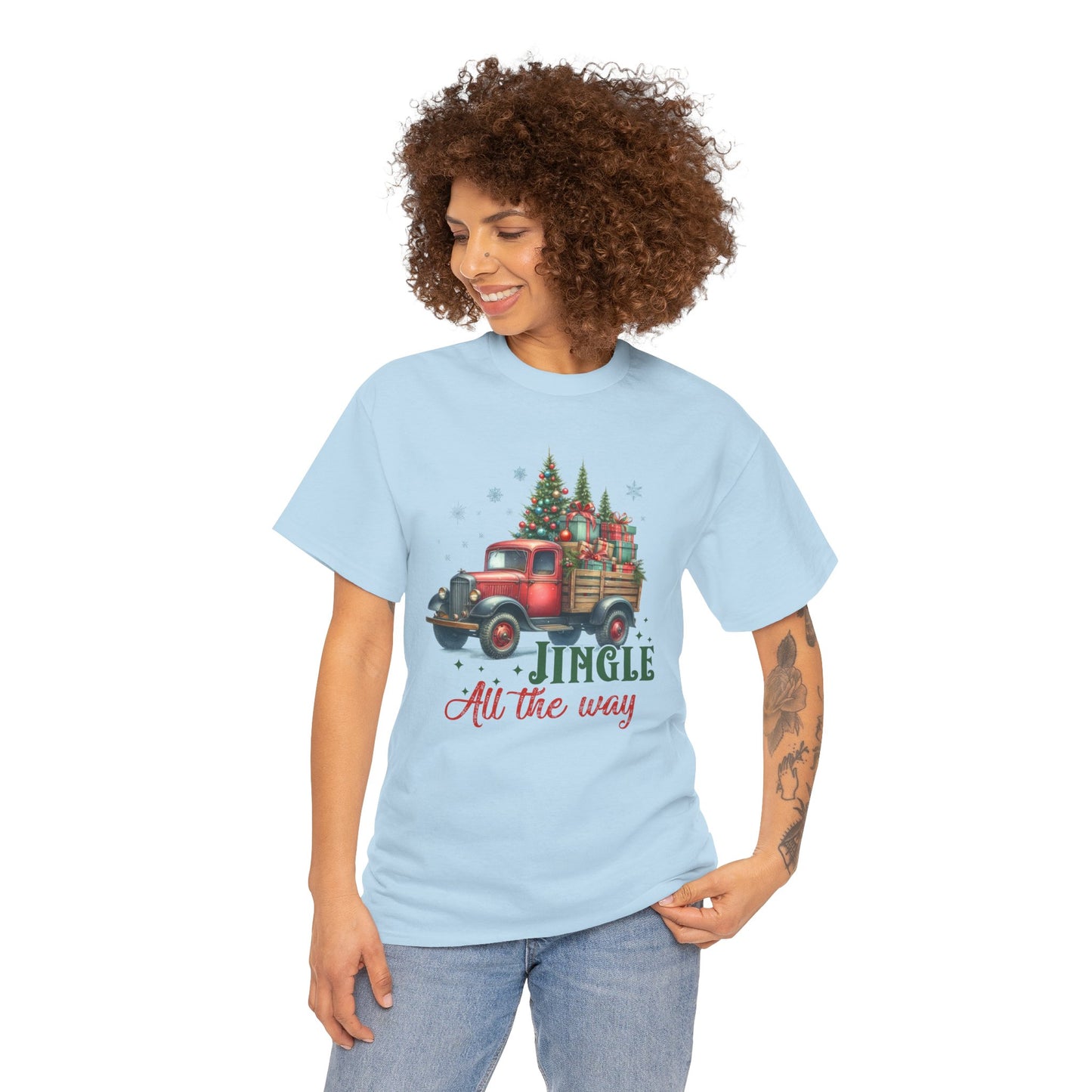 Jingle All the Way Holiday Tee - Heavy Cotton Shirt for Christmas Celebrations