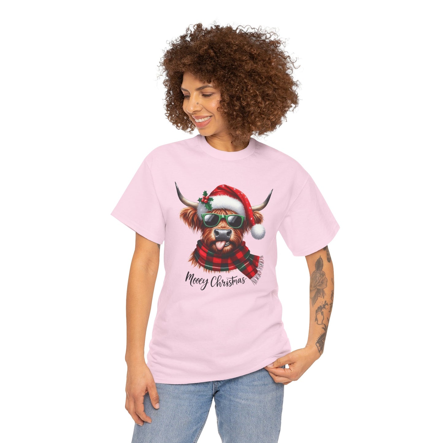 Merry Christmas Highland Cow Tee - Heavy Cotton Shirt