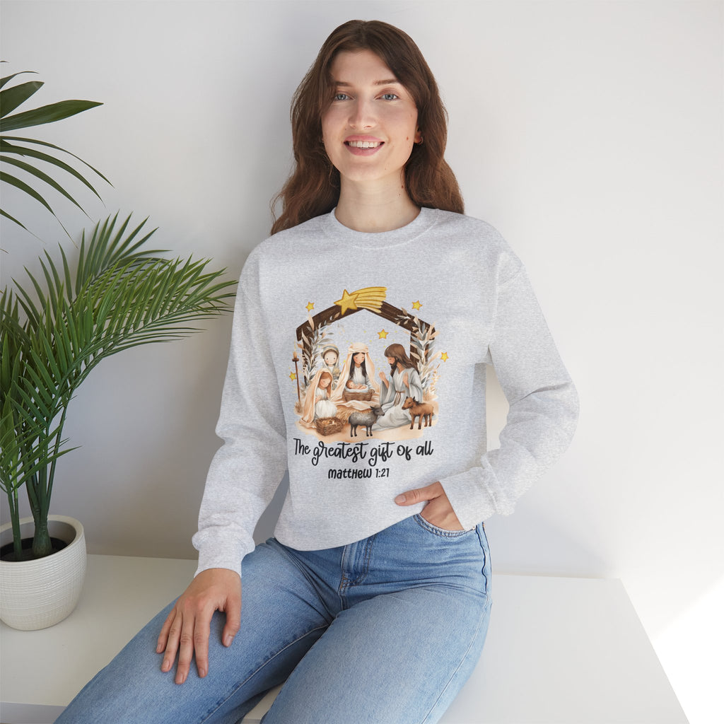 Christmas Nativity Crewneck Sweatshirt - "The Greatest Gift of All"